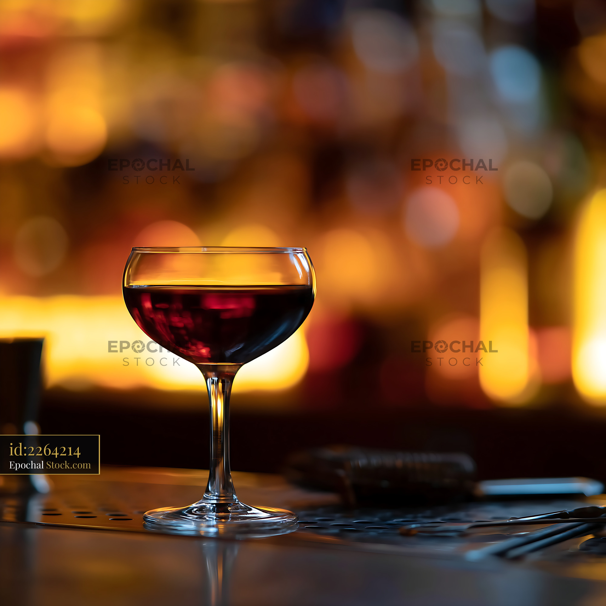 Dark Red Bushwick Cocktail in Coupe Glass - stock photo
