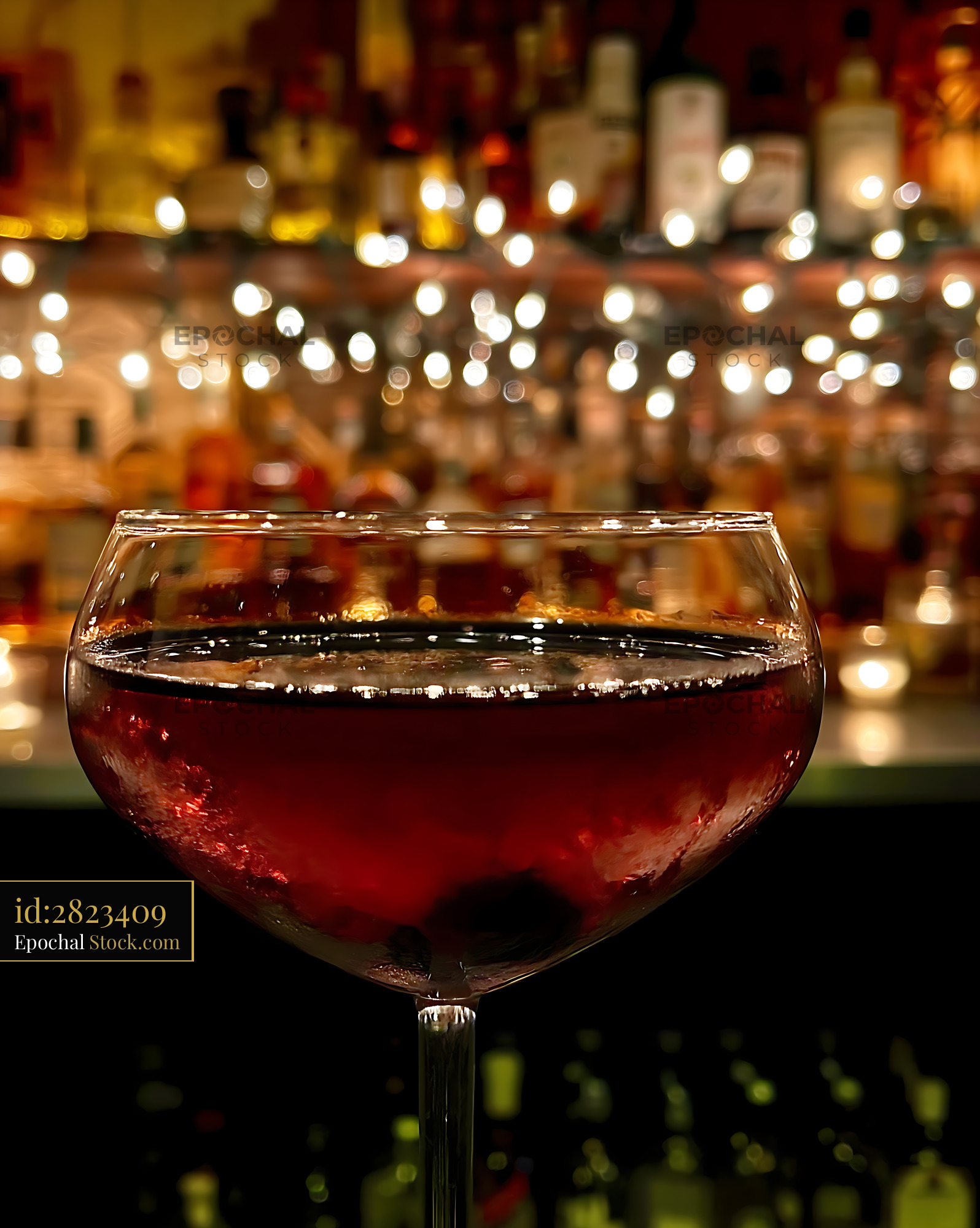 Bushwick Cocktail at Upscale Bar Counter - stock photo