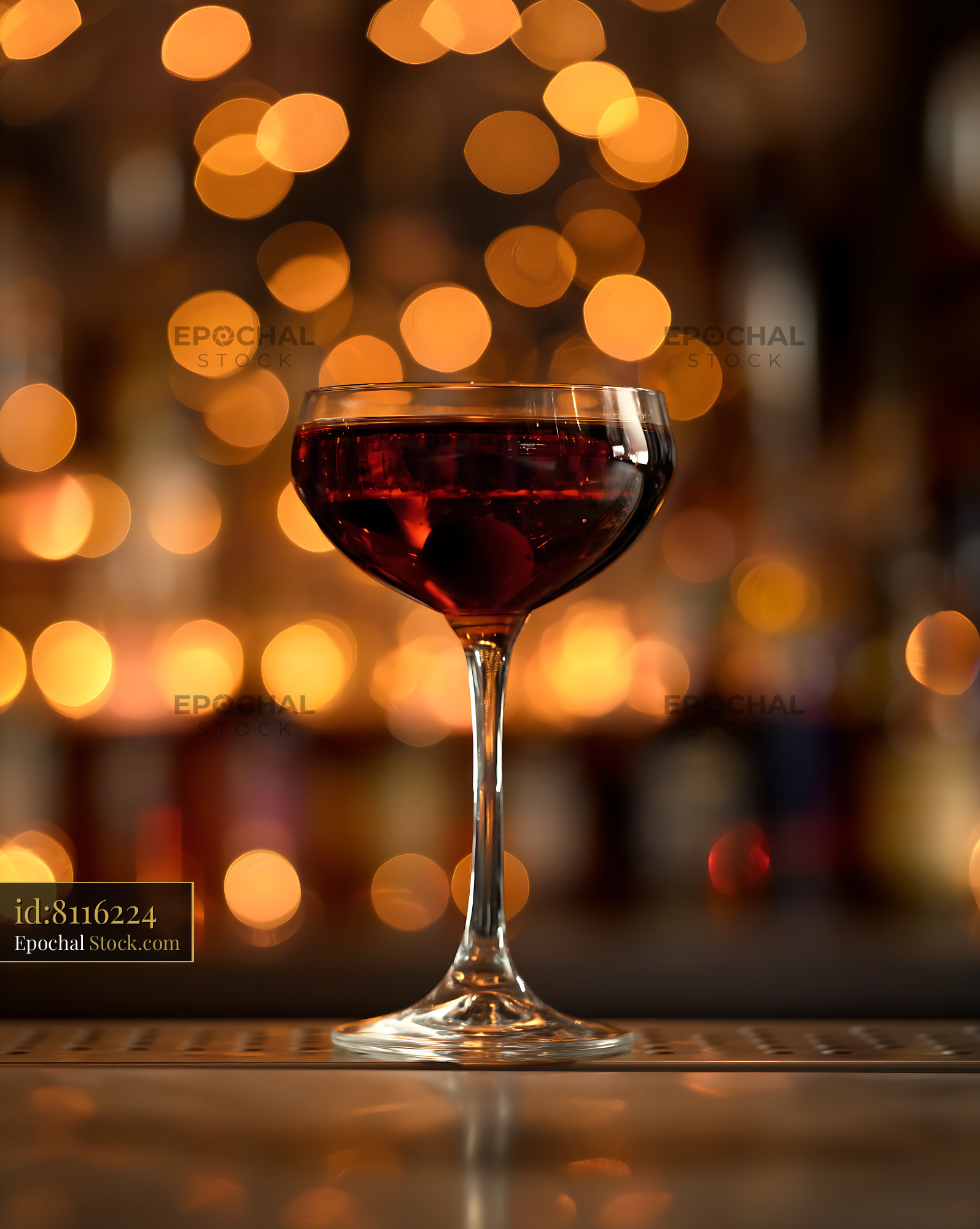 Bushwick Cocktail Glowing with Golden Bokeh - stock photo