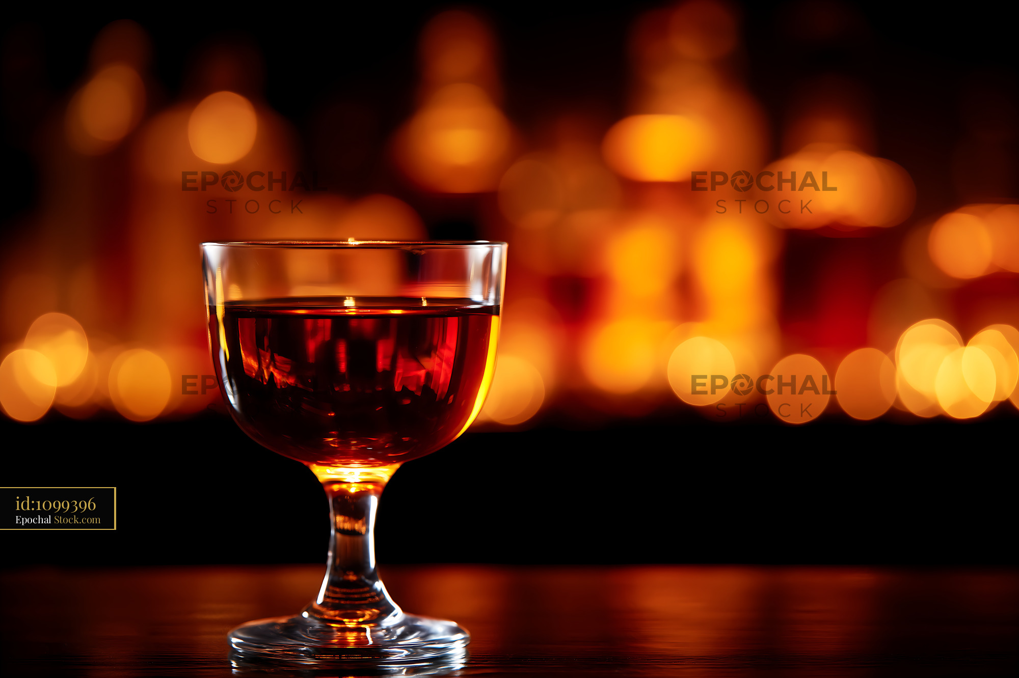 Bushwick Cocktail Dark Red Drink Glowing Bokeh - stock photo