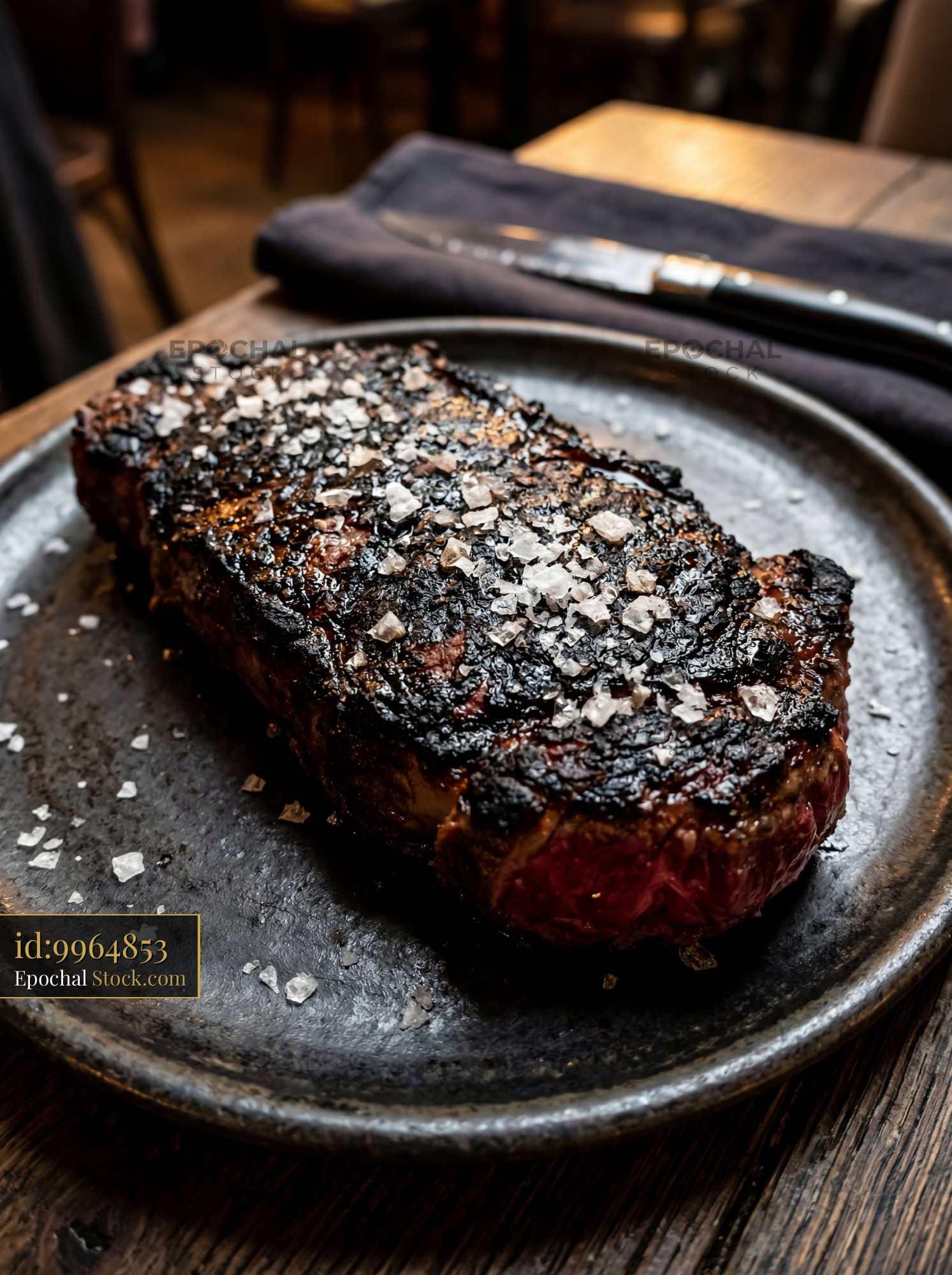 Seared Prime Steak with Sea Salt Crust - stock photo
