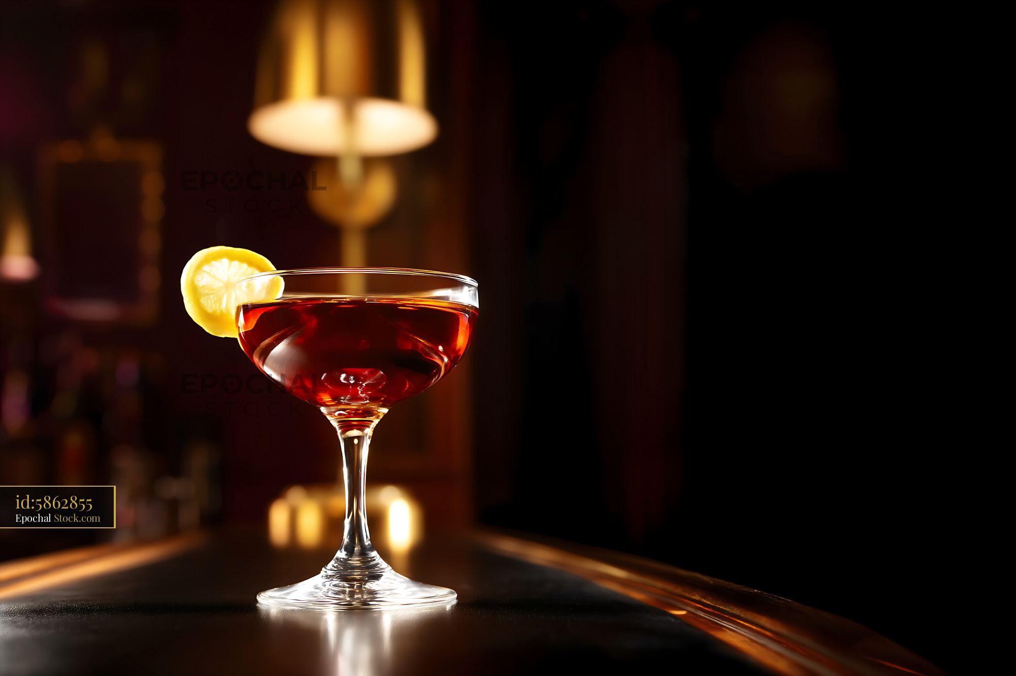 Saratoga Cocktail with Lemon Garnish - stock photo