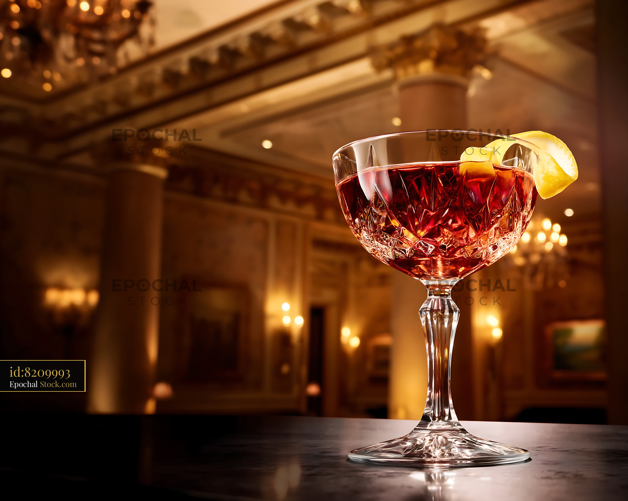 Saratoga Cocktail in Luxury Ballroom - stock photo