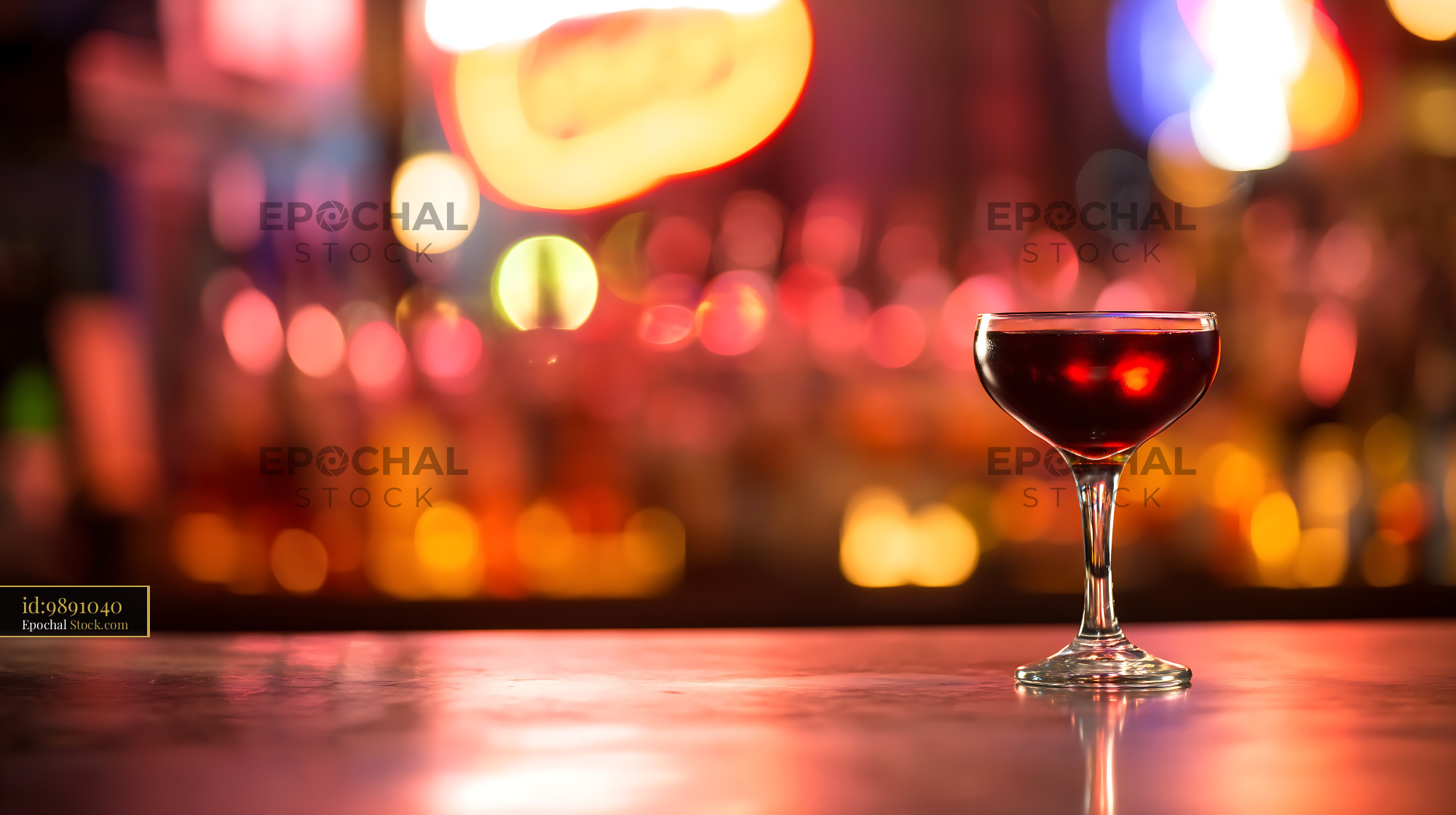 Bushwick Cocktail with Neon Bar Lights - stock photo