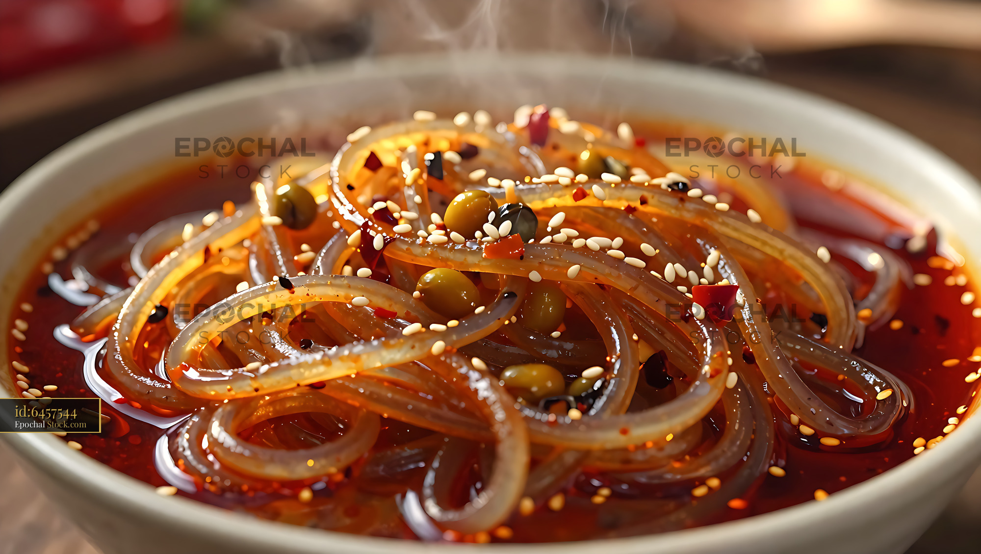 Spicy Sichuan Glass Noodle Salad Bowl - stock photo