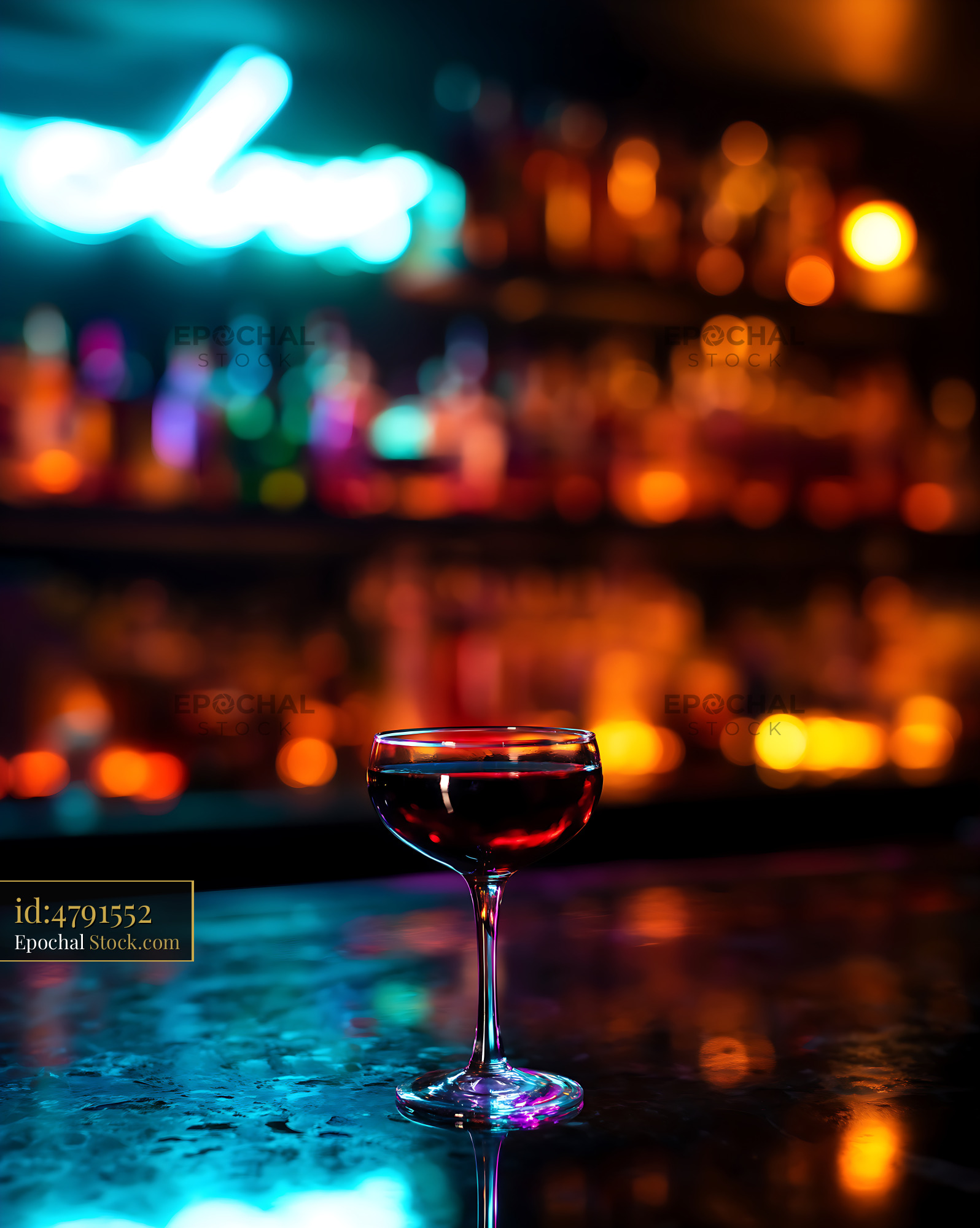 Bushwick Cocktail Under Neon Lights - stock photo