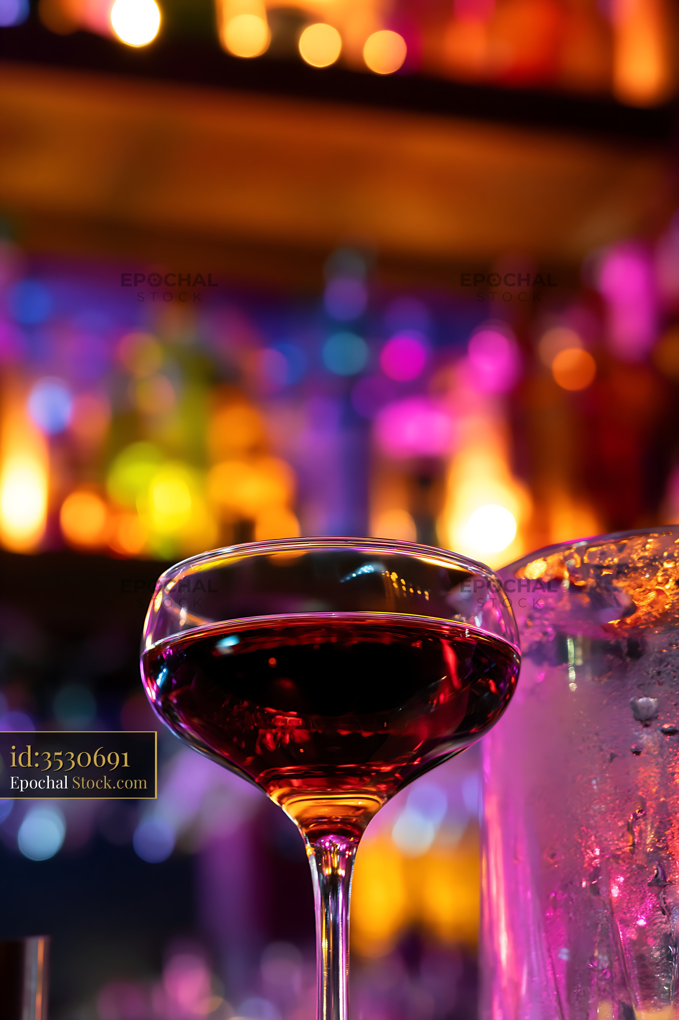 Bushwick Cocktail in Coupe Glass at Nightlife Bar - stock photo