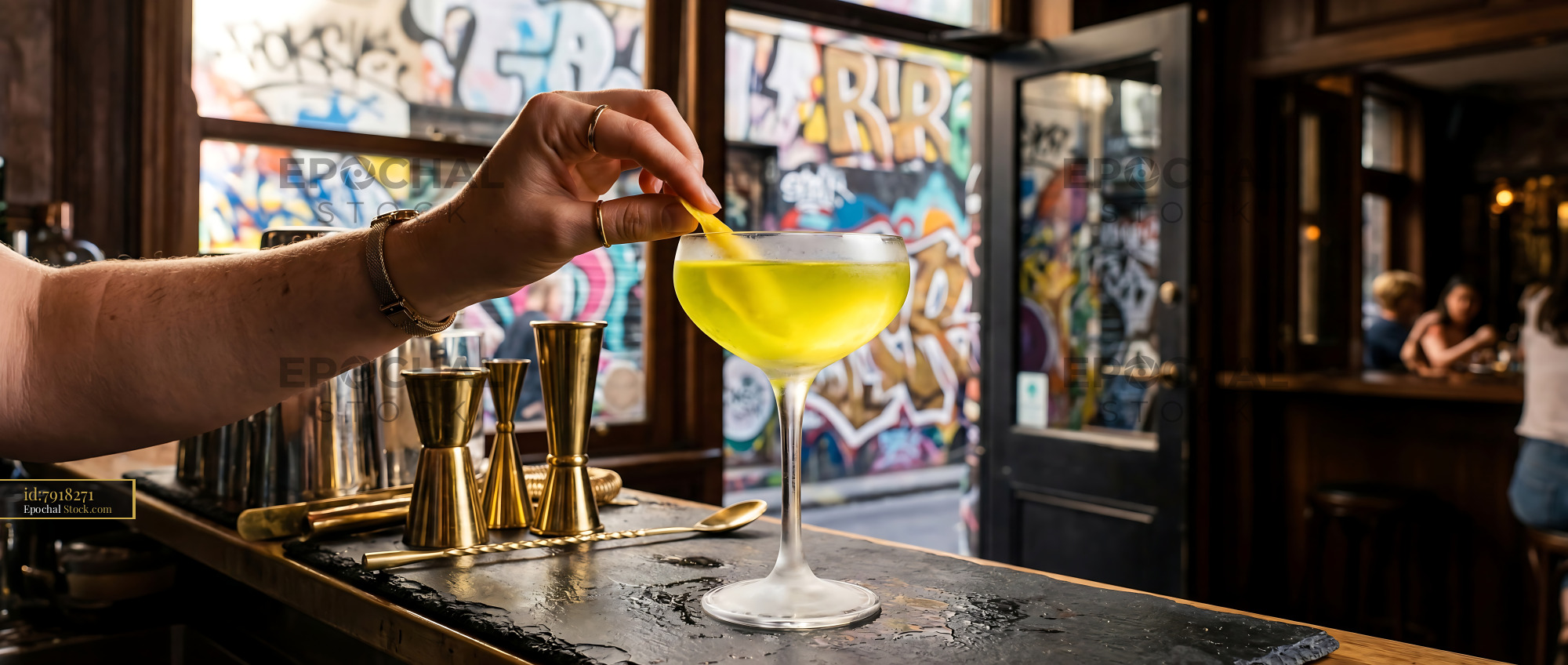 Final Ward Cocktail Served in Urban Bar - stock photo