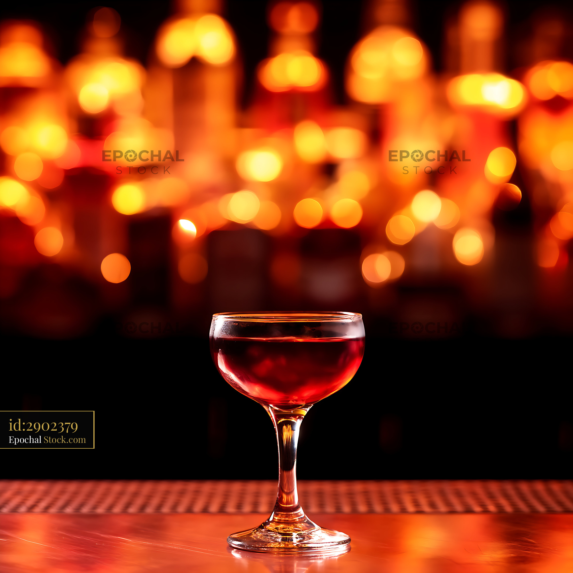 Bushwick Cocktail with Warm Bokeh Bar Lighting - stock photo