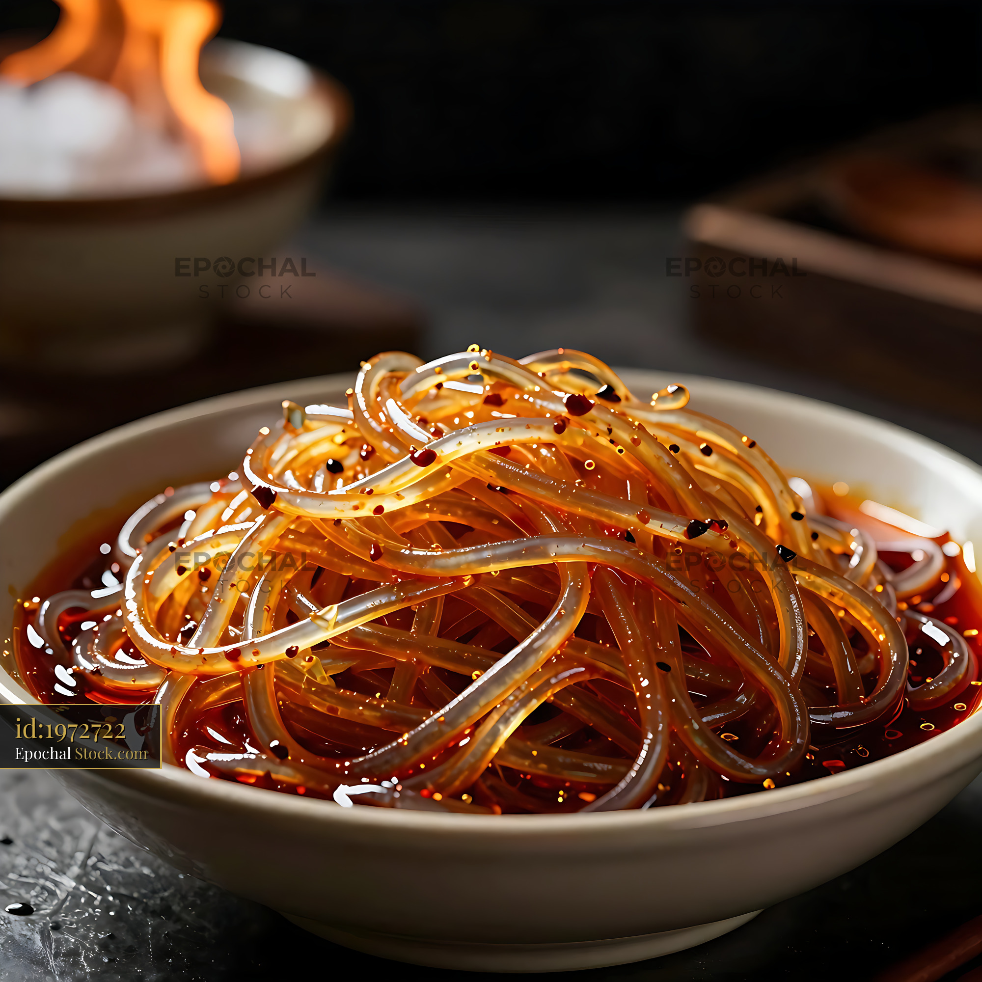 Sichuan Glass Noodle Salad in Chili Oil - stock photo