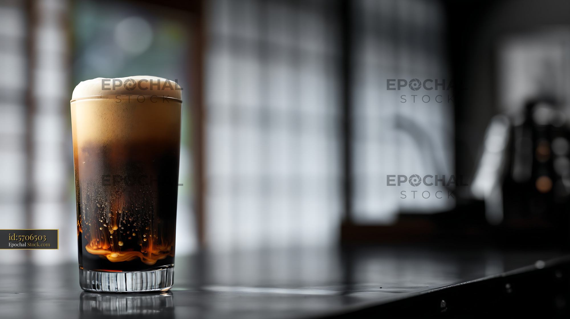 Iced Cola Drink with Creamy Foam Top - stock photo