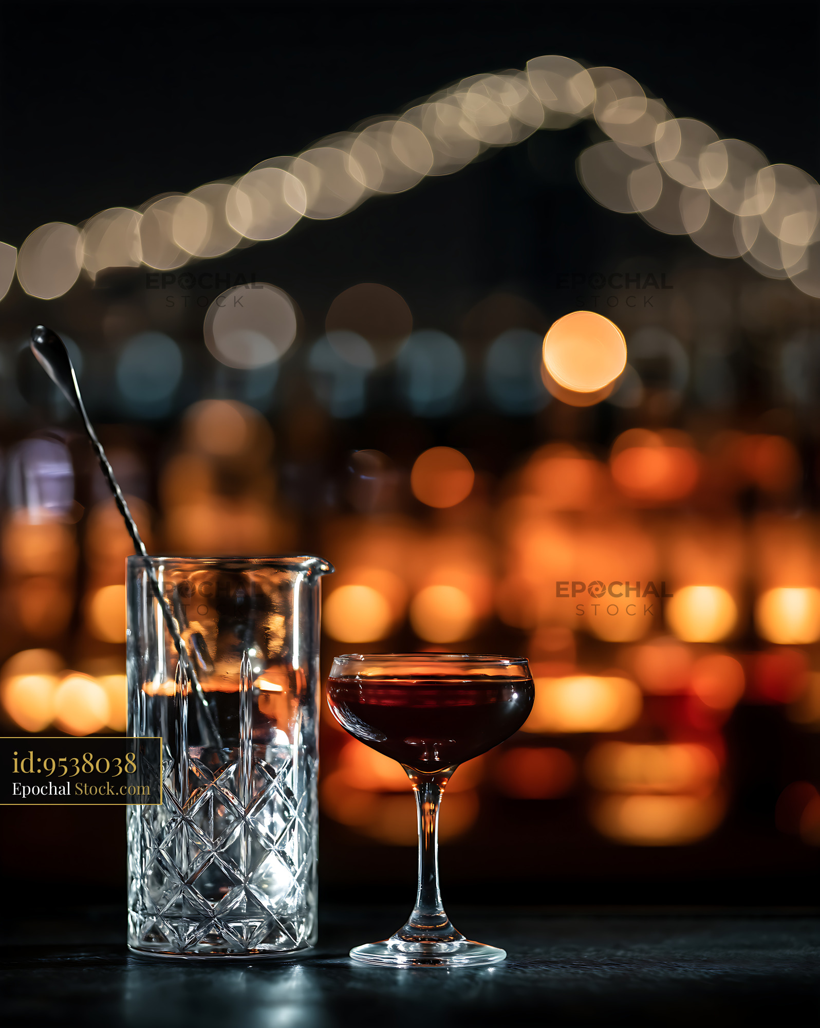 Bushwick Cocktail With Warm Ambient Bar Lights - stock photo