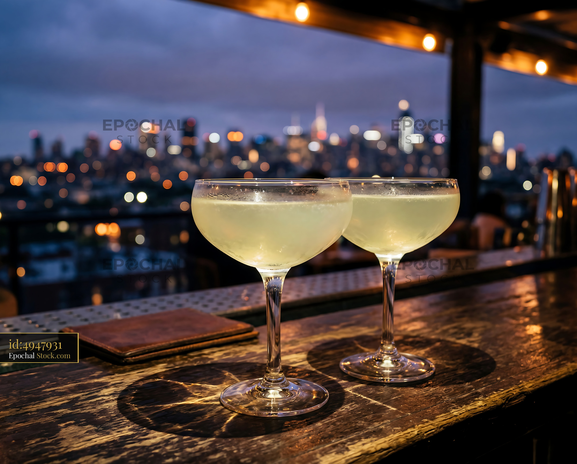 Final Ward Cocktail at Rooftop Bar - stock photo
