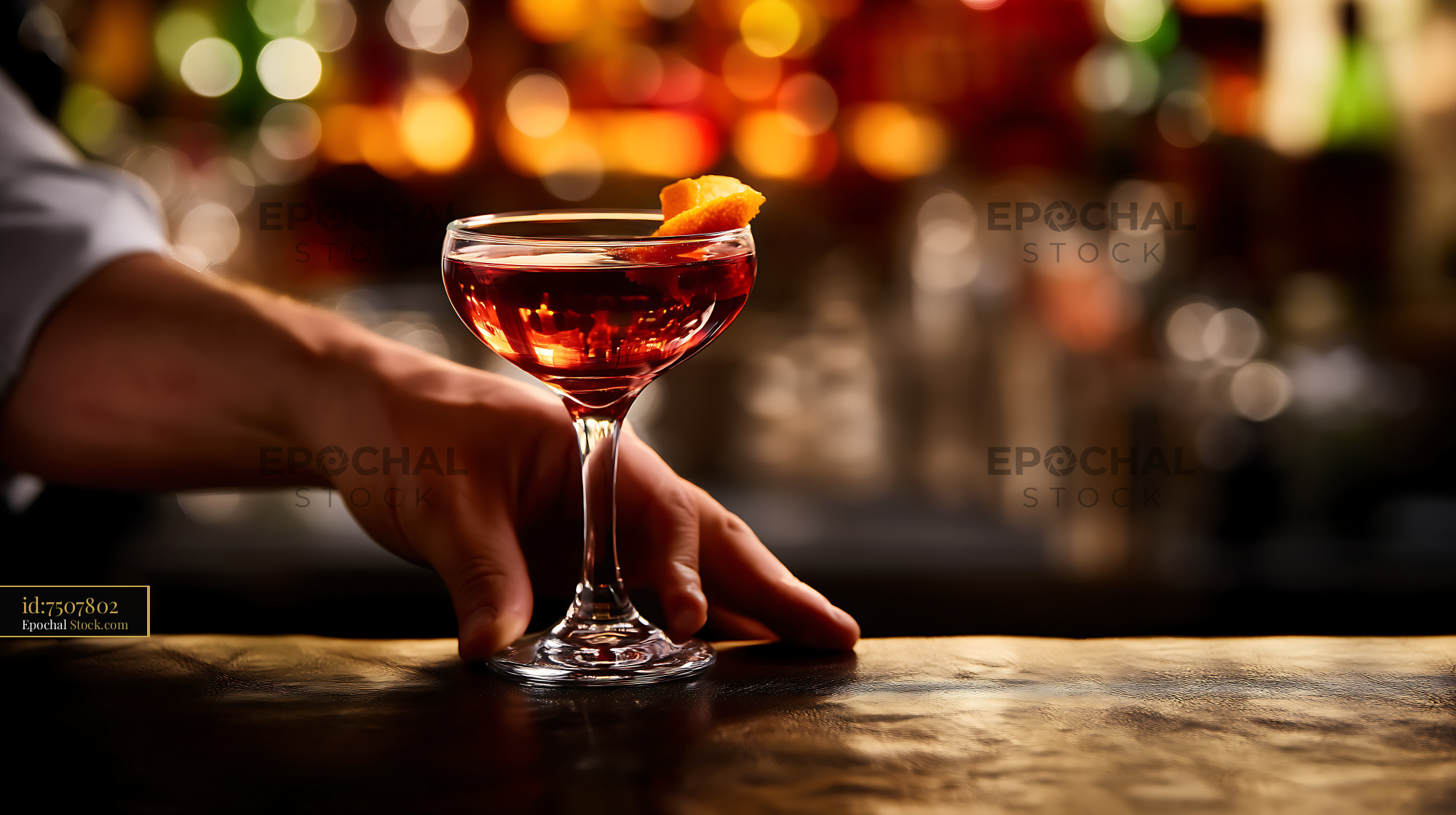 Bushwick Cocktail with Citrus Twist at Bar - stock photo