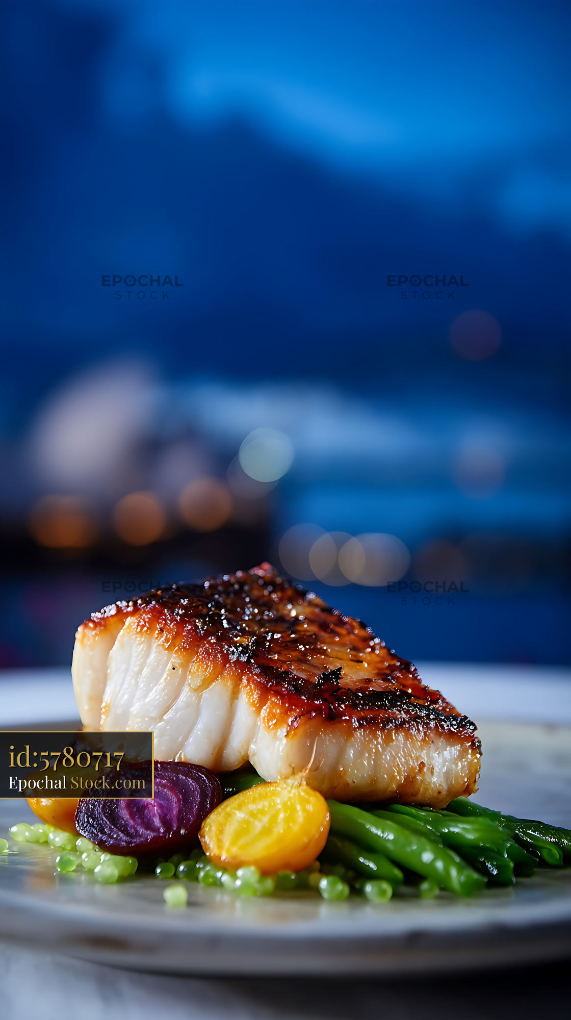 Murray Cod Fillet Seared with Roasted Vegetables - stock photo