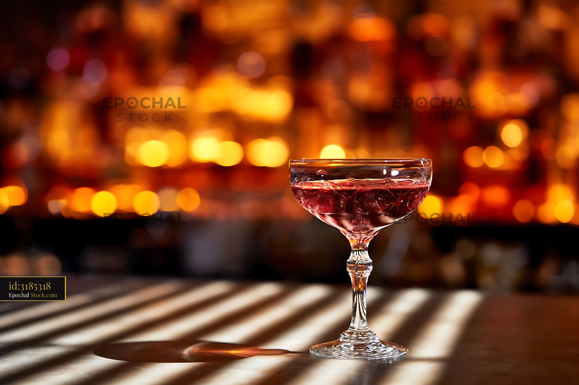 Bushwick Cocktail with Ice in Modern Bar Lounge - stock photo