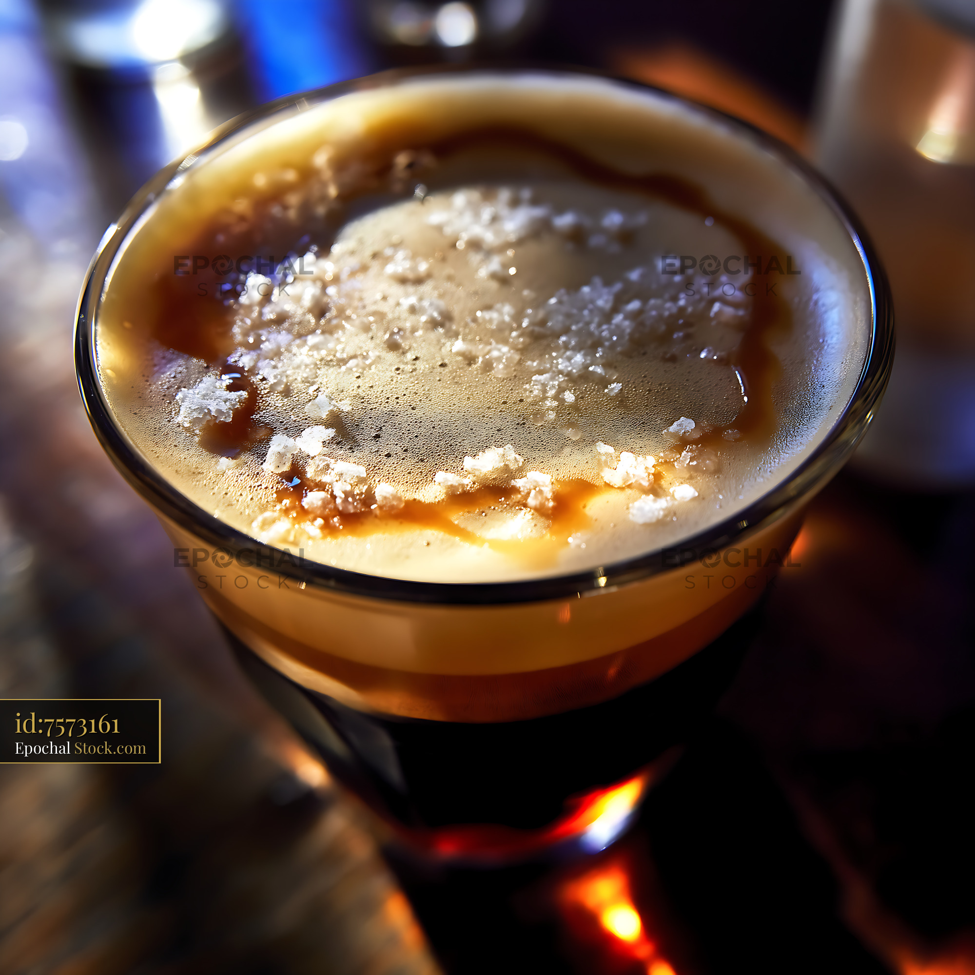 Nitro Caramel Coffee with Cocoa Foam - stock photo