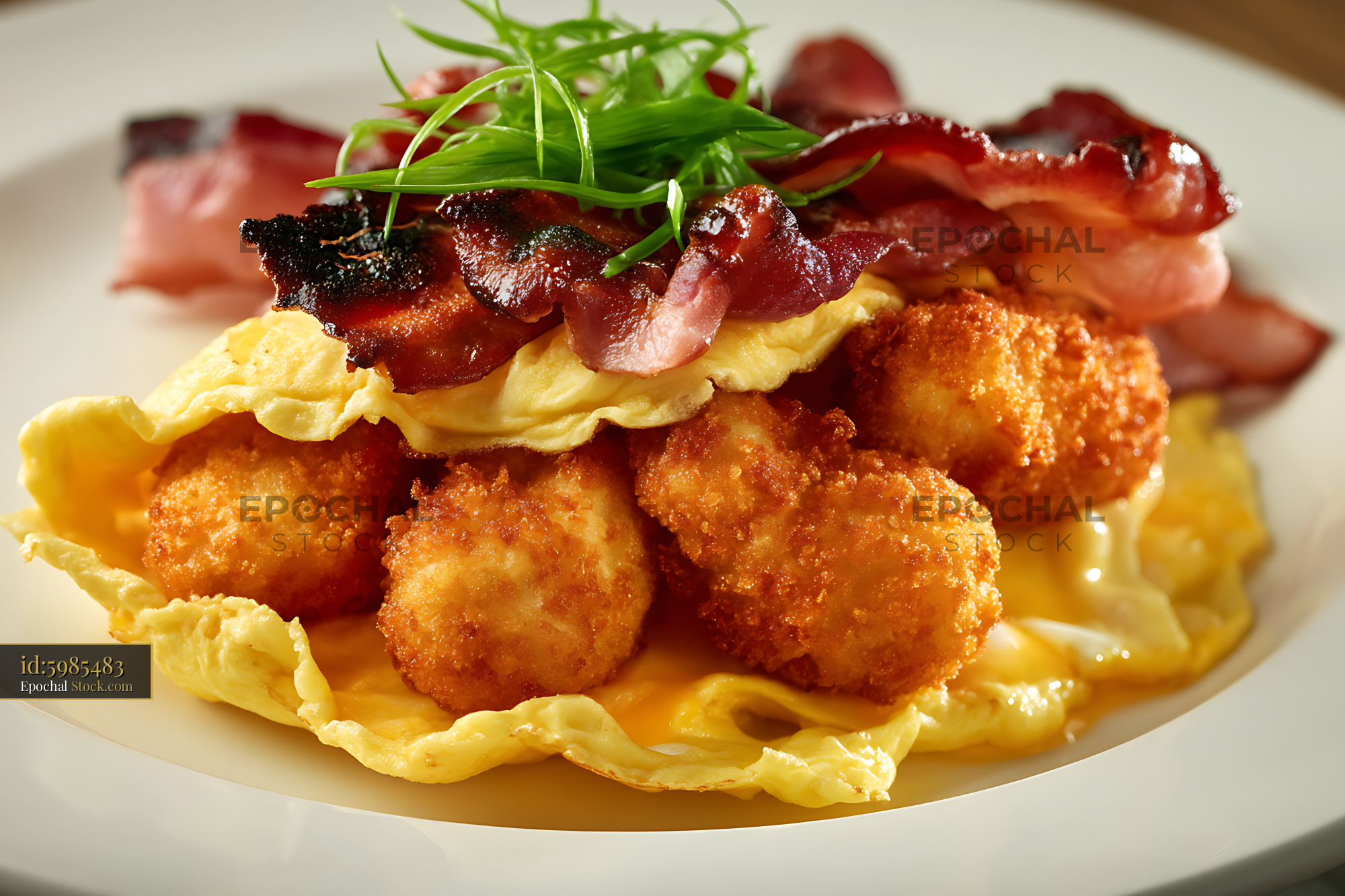 Golden Fried Shrimp with Scrambled Eggs - stock photo