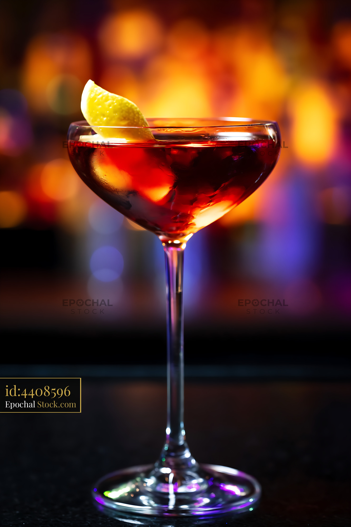 Bushwick Cocktail with Lemon Twist at Bar - stock photo