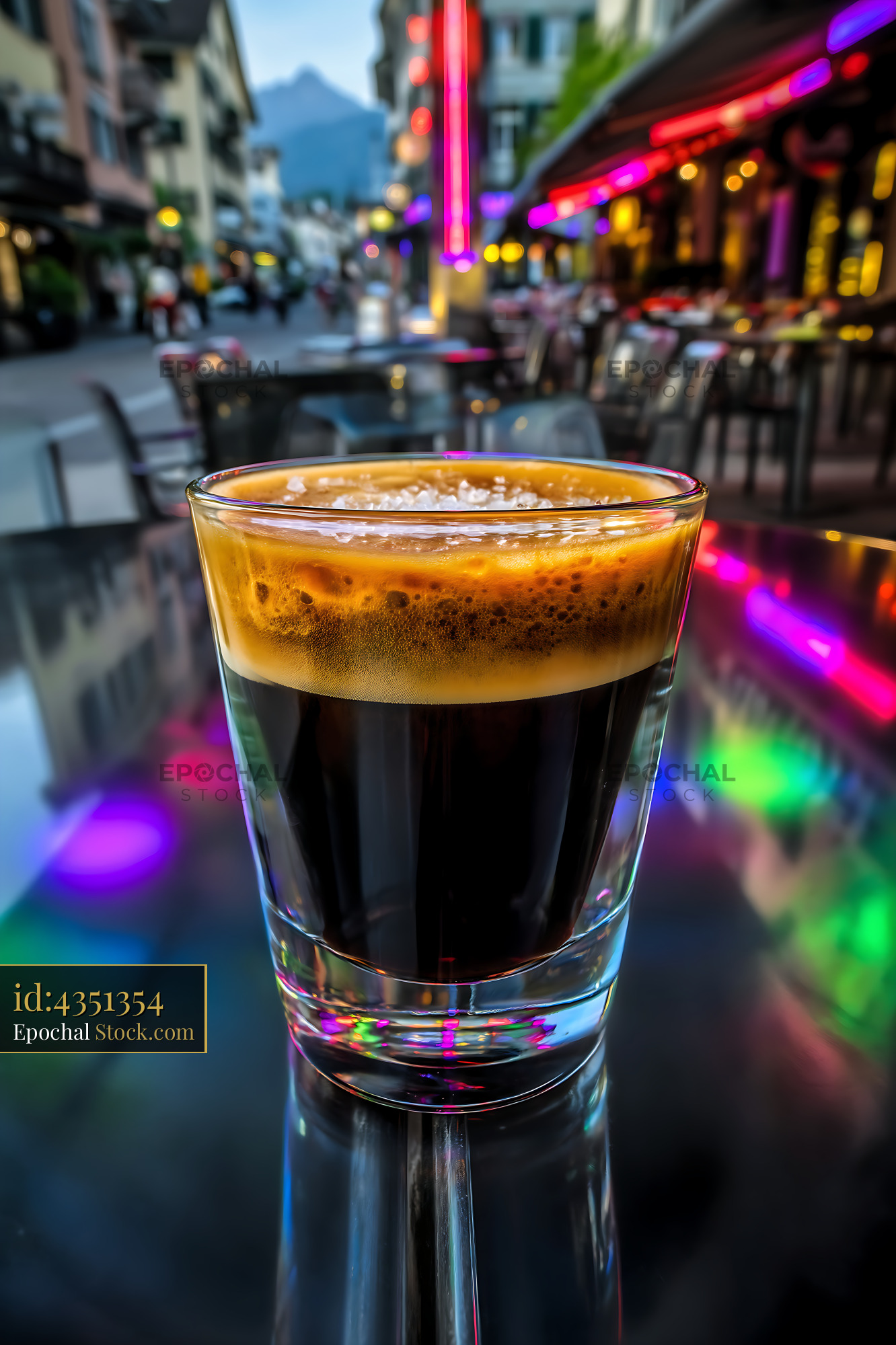 Nitro Caramel Coffee Urban Neon Street - stock photo