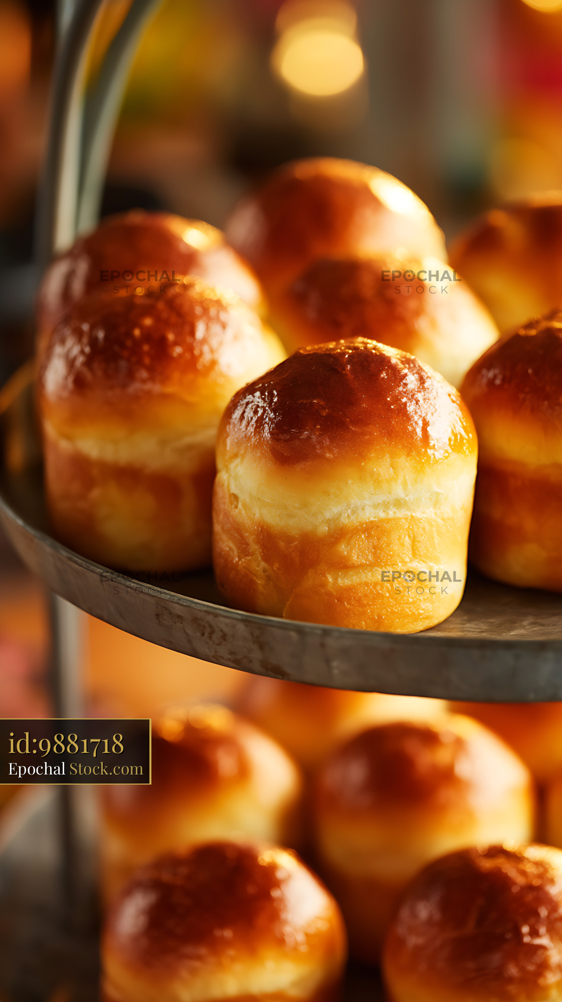 Fresh Golden Dinner Rolls in Bread Basket - stock photo