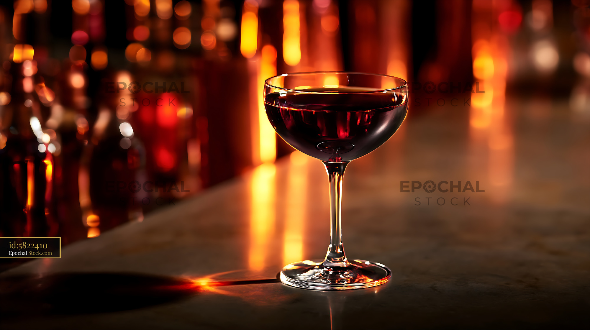 Bushwick Cocktail Glowing in Warm Bar Lighting - stock photo