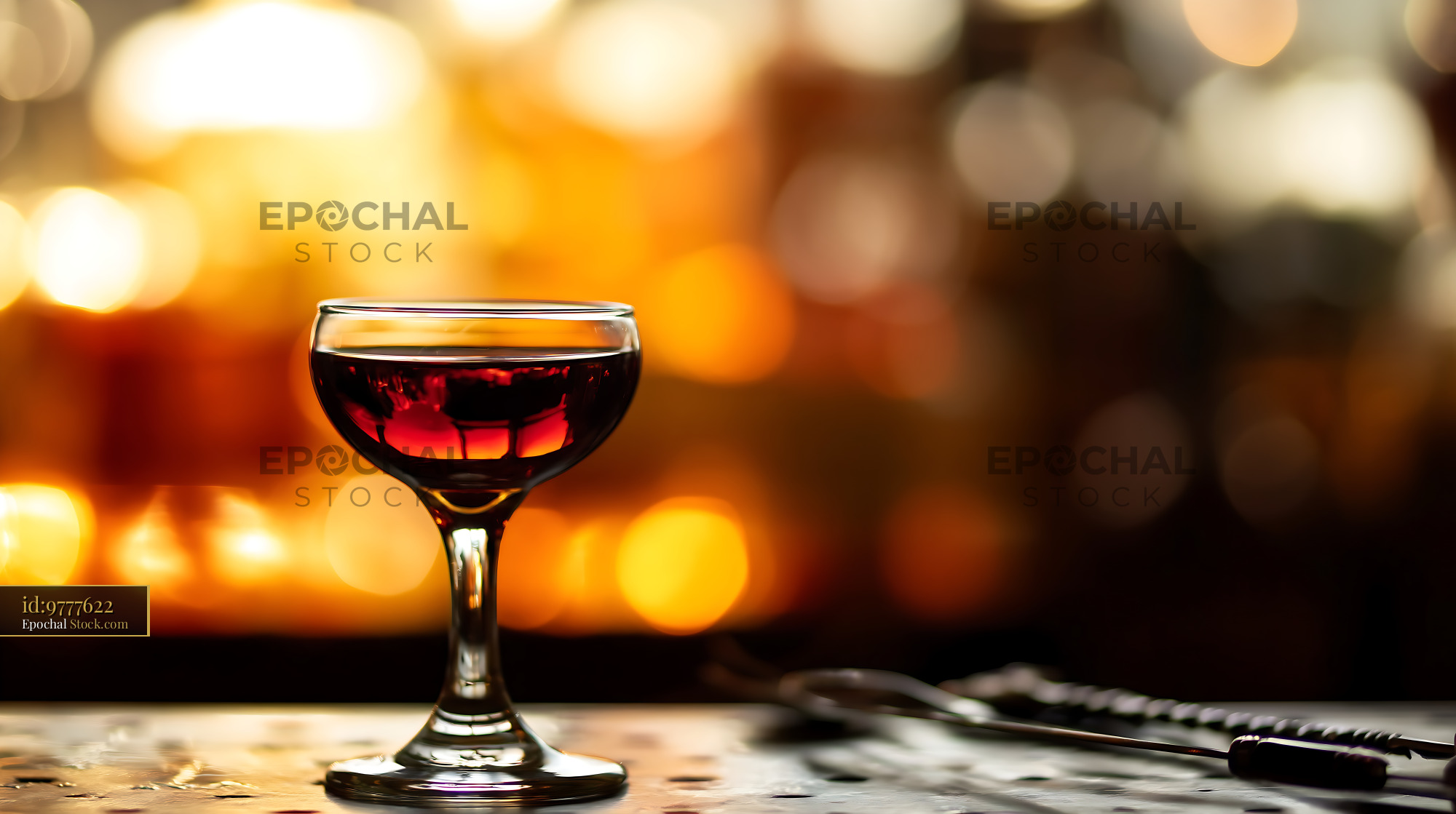Bushwick Cocktail with Warm Bokeh Background - stock photo