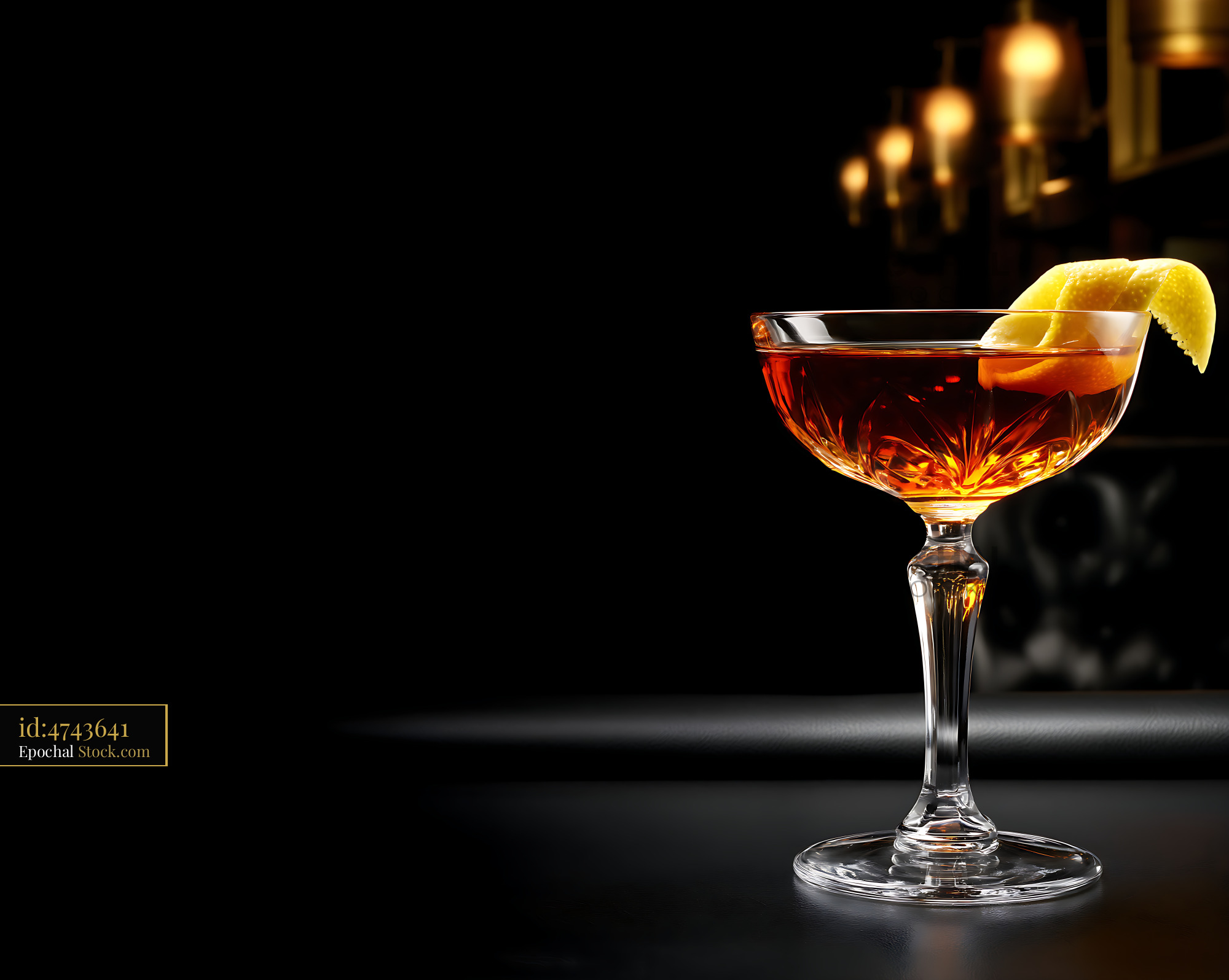 Classic Saratoga Cocktail with Lemon Twist - stock photo