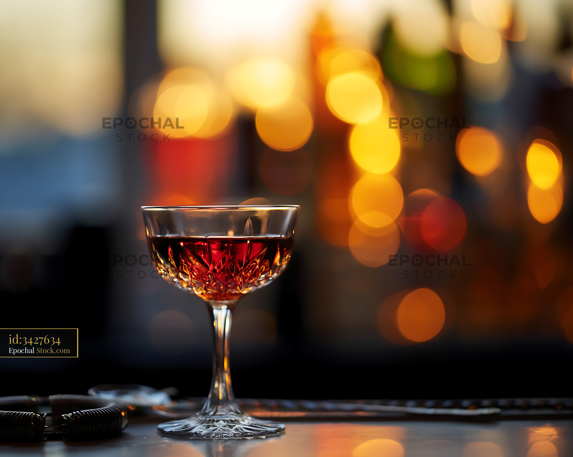 Bushwick Cocktail in Crystal Coupe Glass - stock photo