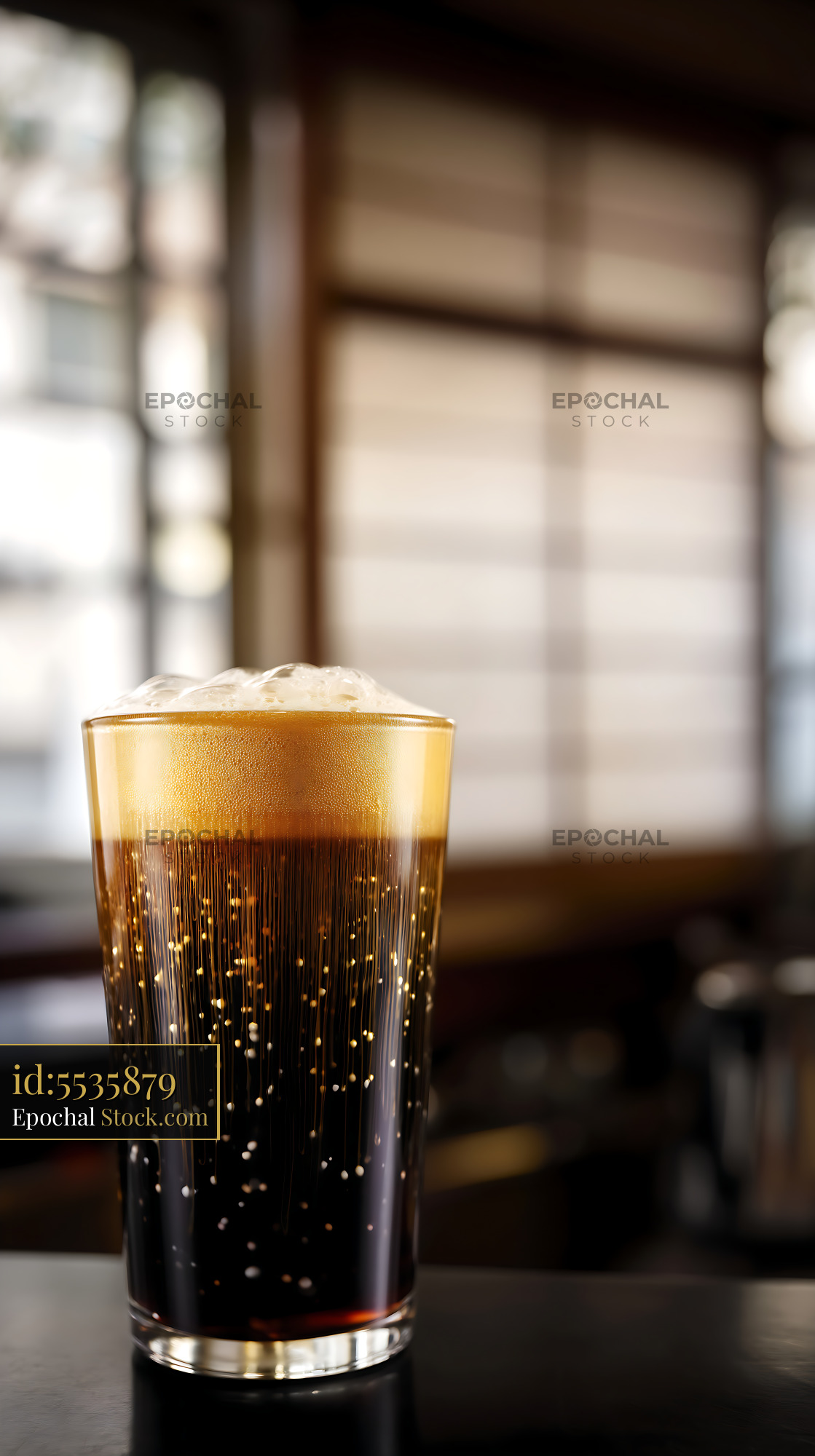 Nitro Caramel Coffee with Creamy Foam Head - stock photo