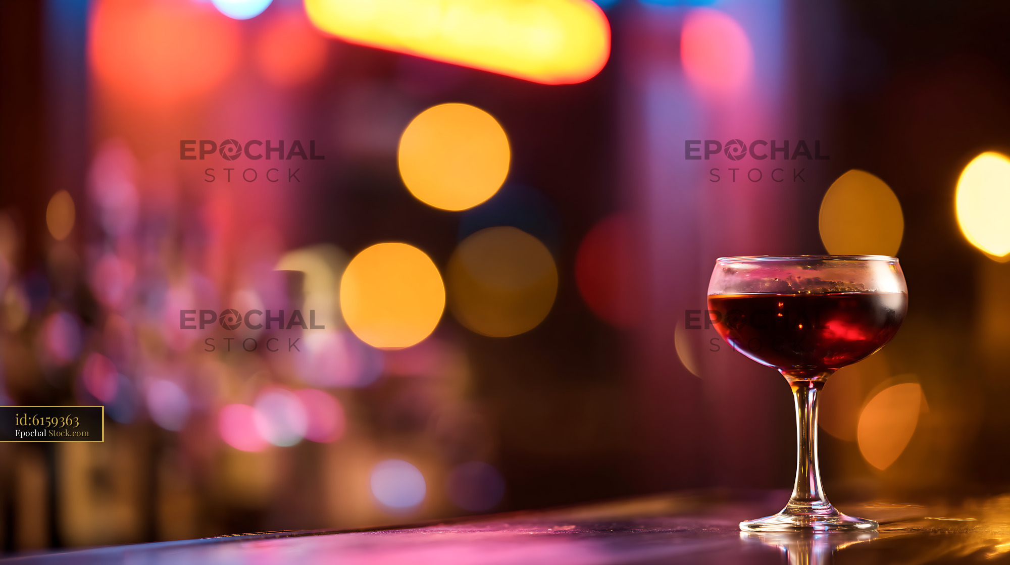 Bushwick Cocktail with Warm Bokeh Bar Lights - stock photo