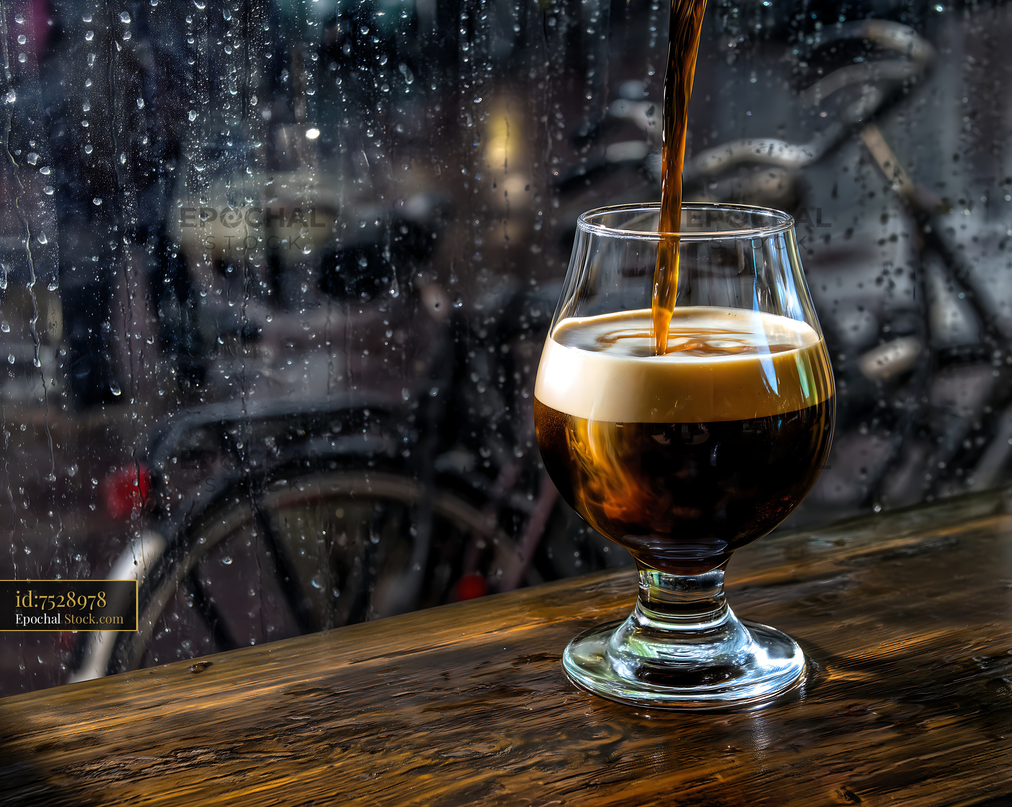 Nitro Caramel Coffee Pouring Into Glass - stock photo