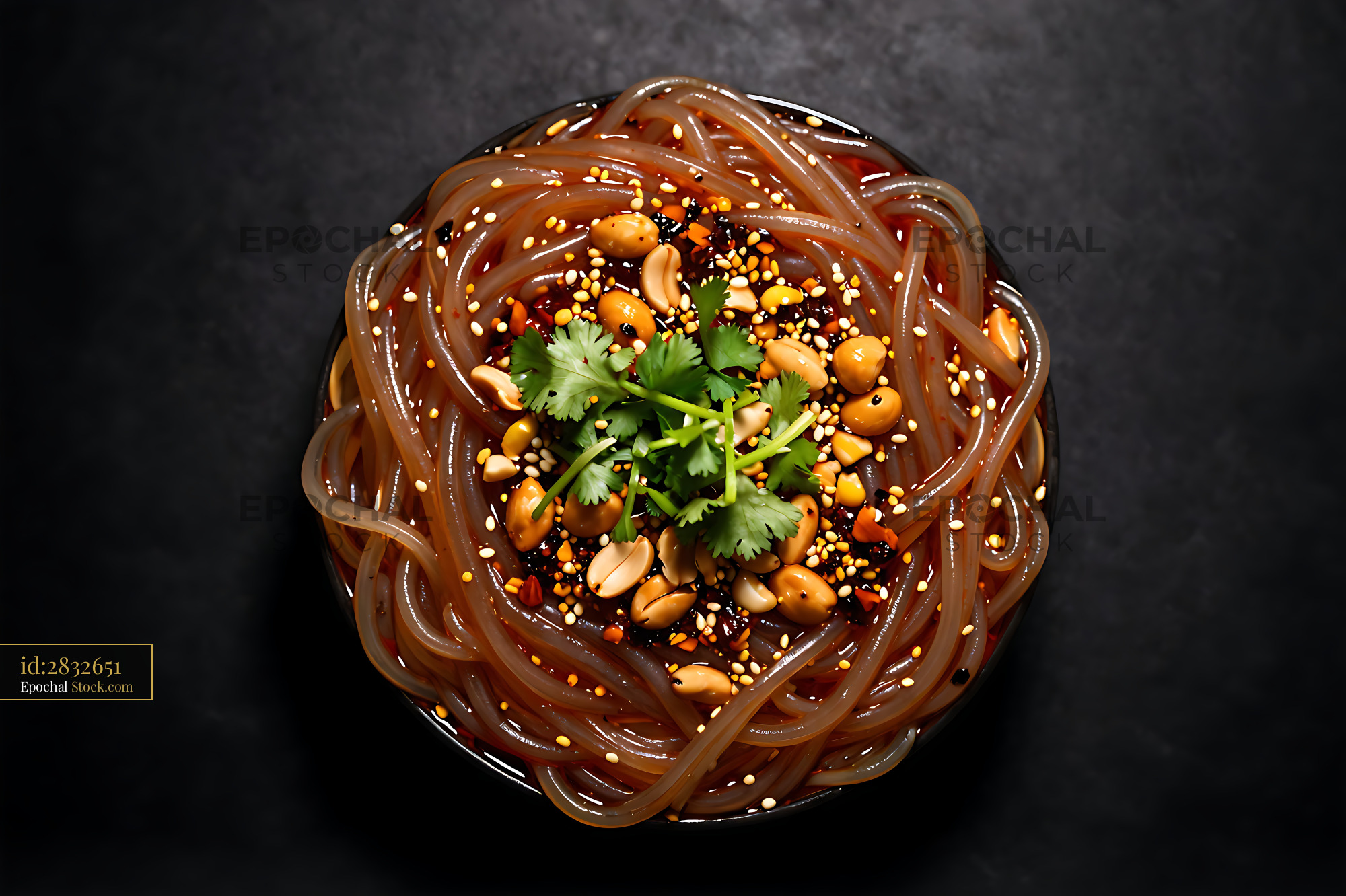 Asian Soba Noodles with Sesame and Cashews - stock photo