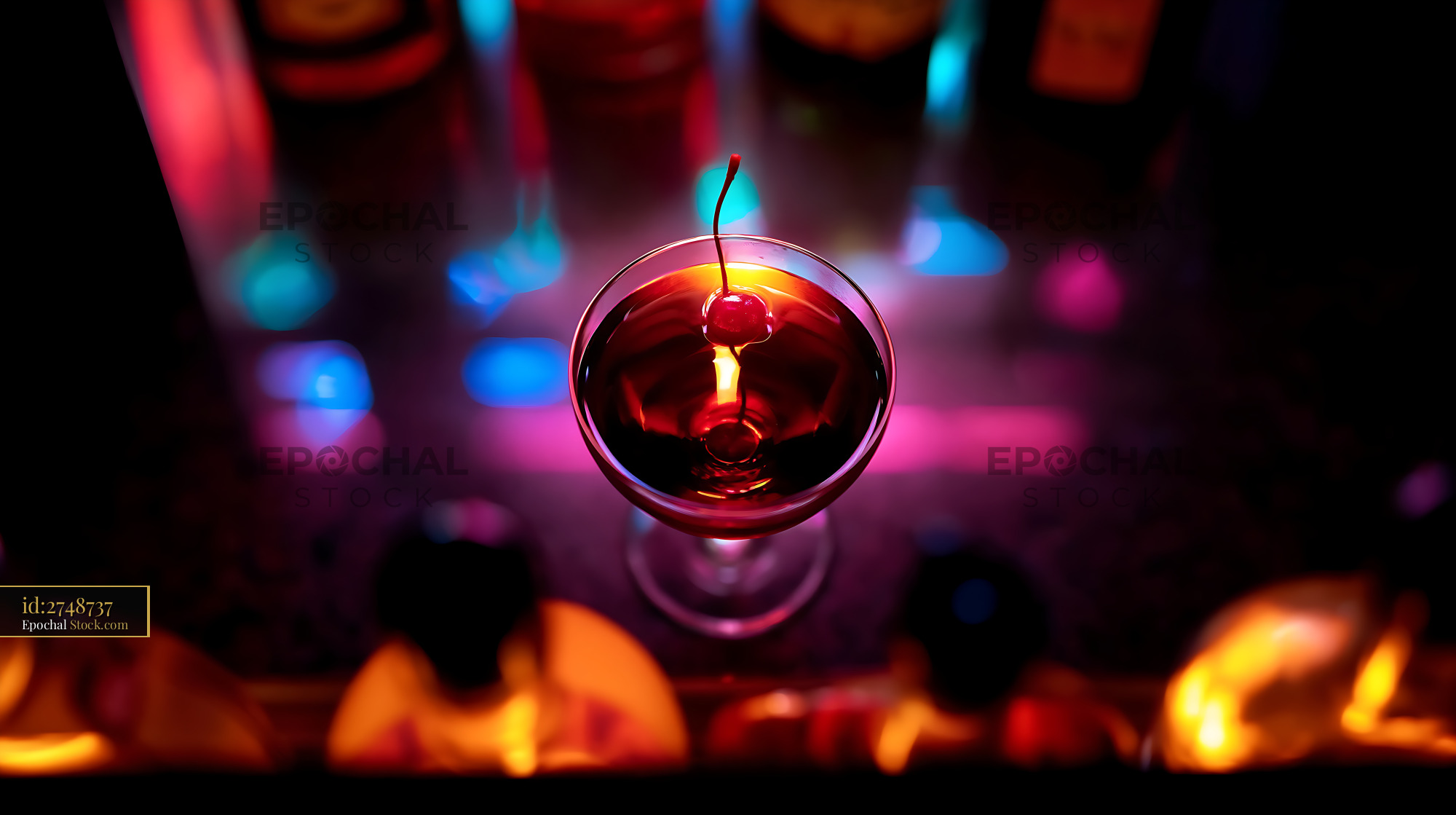 Bushwick Cocktail in Sphere Glass with Cherry - stock photo