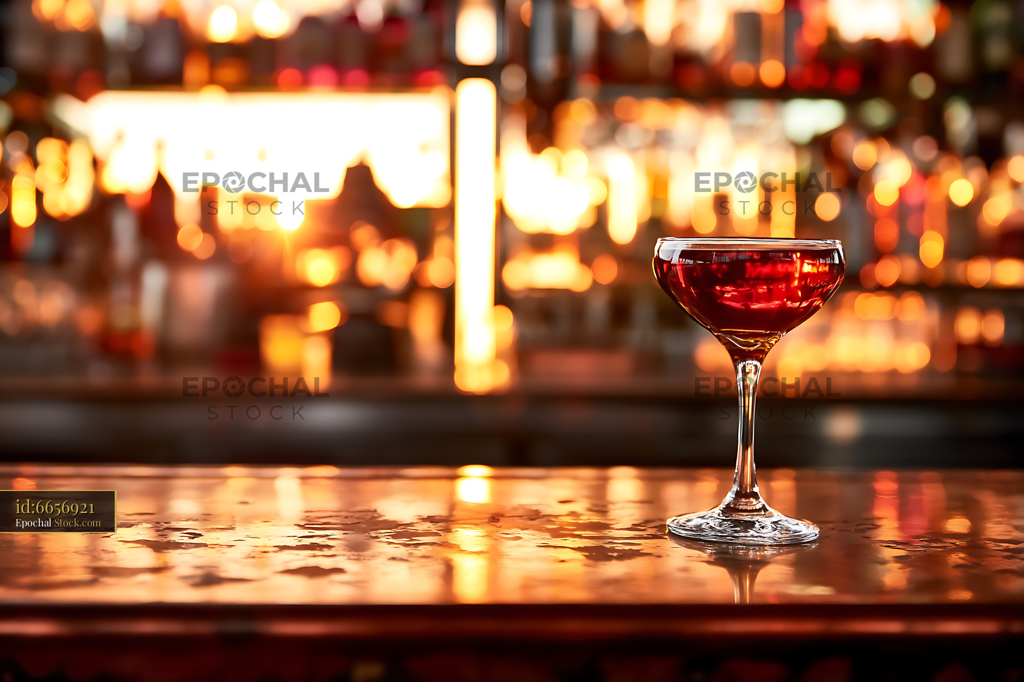 Bushwick Cocktail on Elegant Bar Counter - stock photo