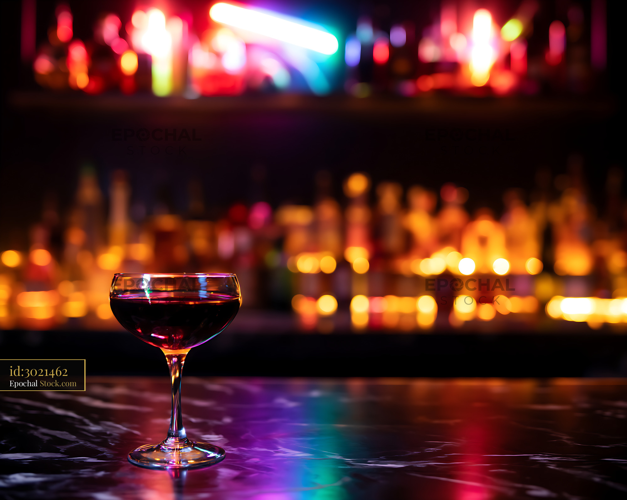Bushwick Cocktail Under Neon Bar Lights - stock photo
