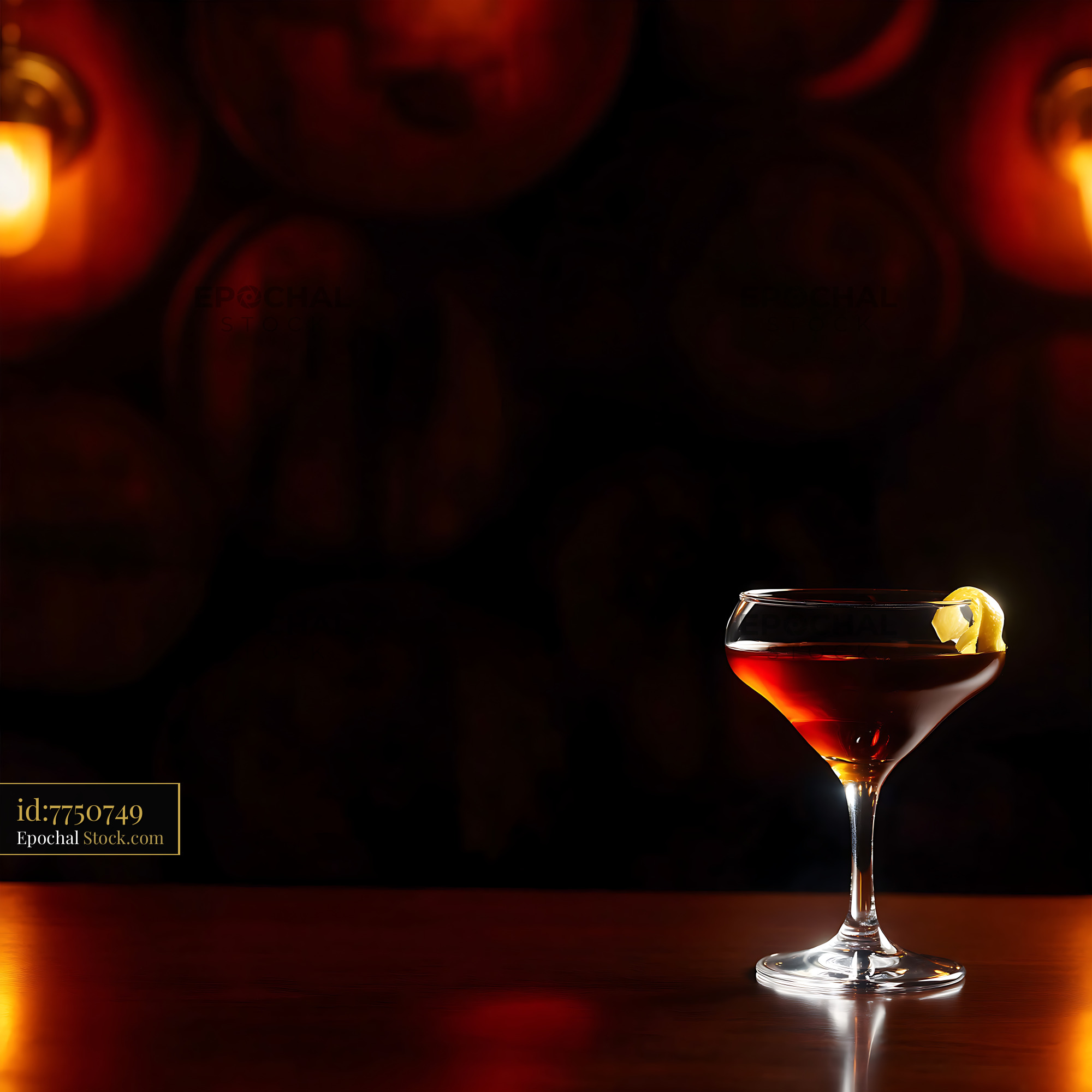 Saratoga Cocktail with Lemon Twist - stock photo