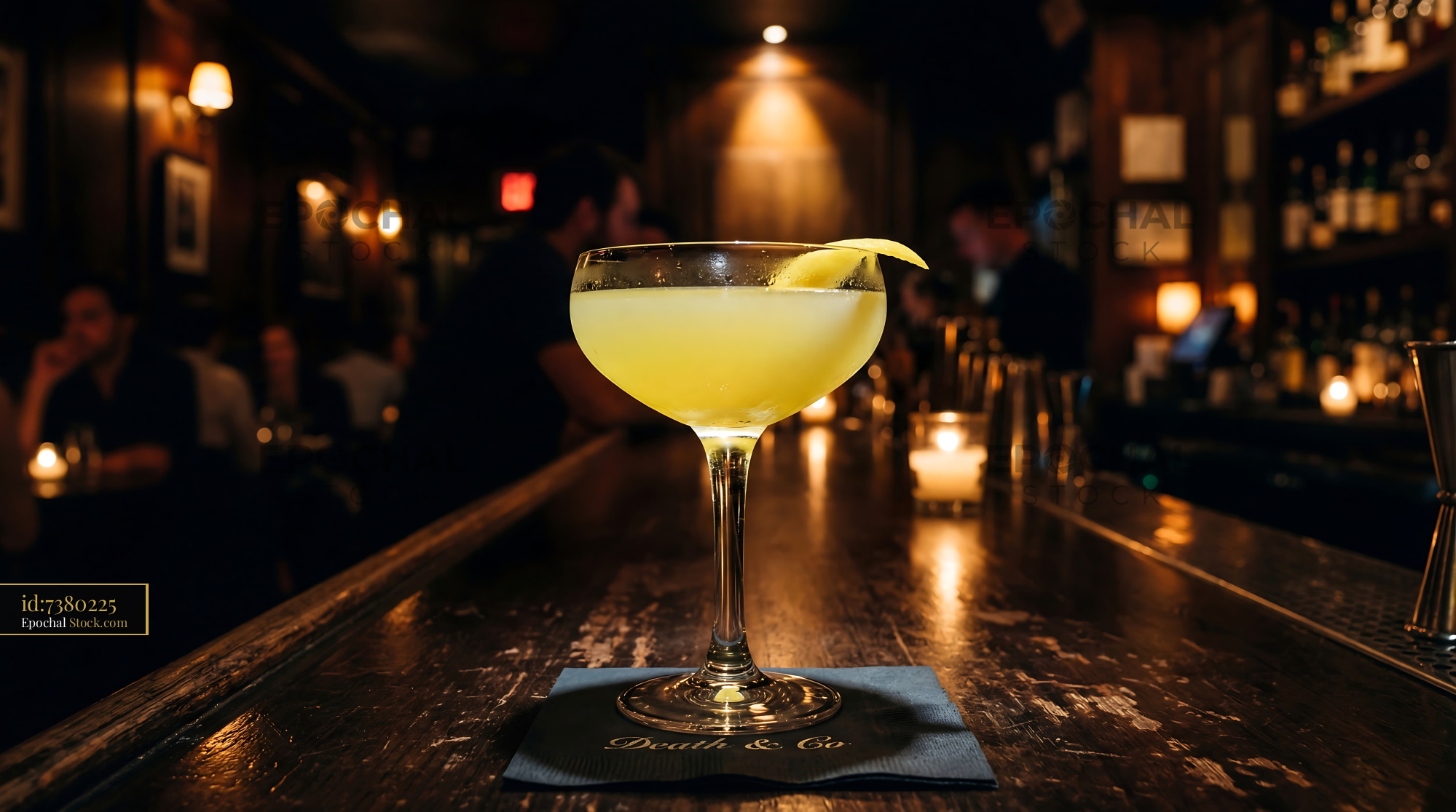 Craft Final Ward Cocktail at Upscale Bar - stock photo