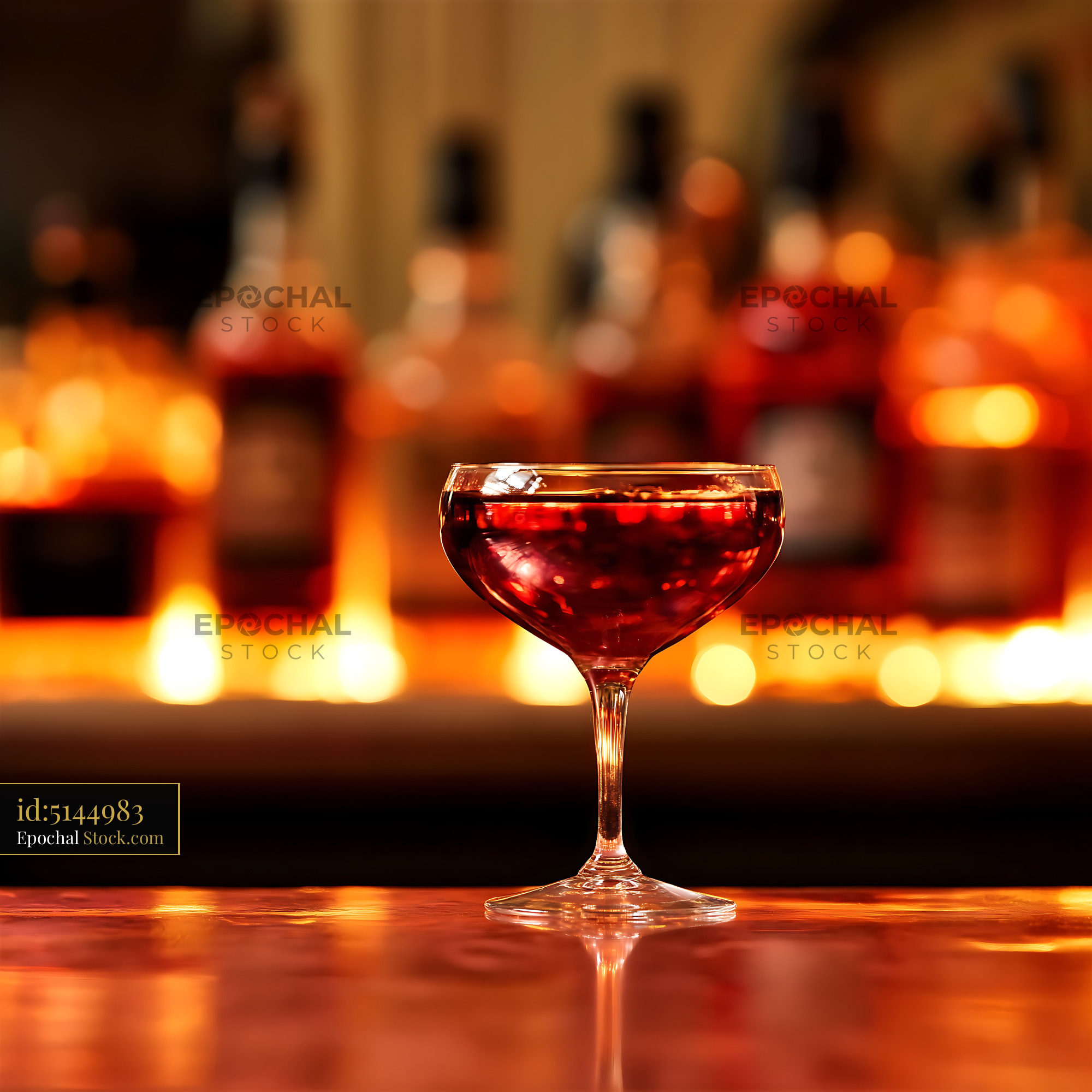 Bushwick Cocktail Served in Coupe Glass at Bar - stock photo