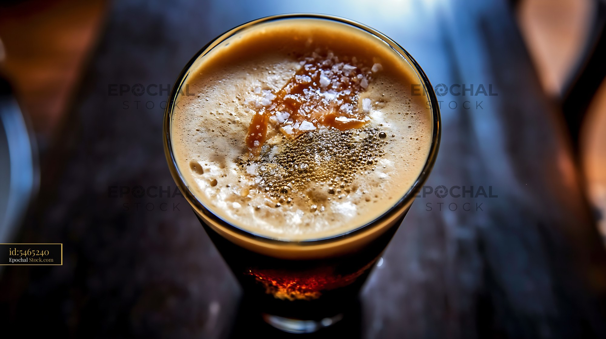 Nitro Caramel Coffee with Cocoa Powder - stock photo