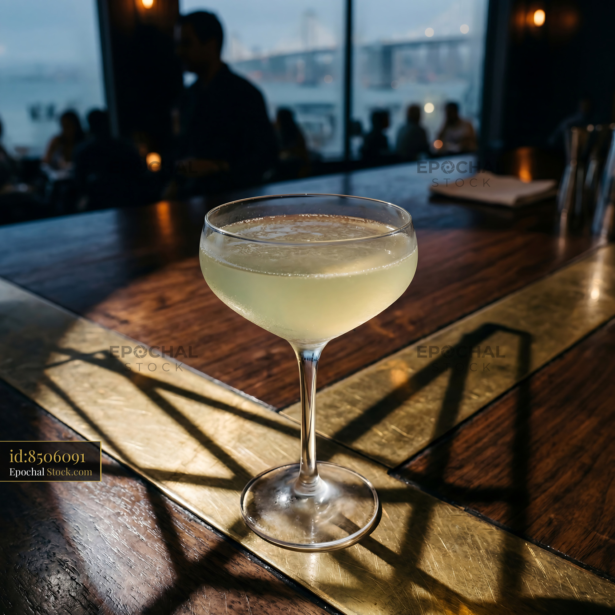 Final Ward Cocktail on Rooftop Bar with City View - stock photo