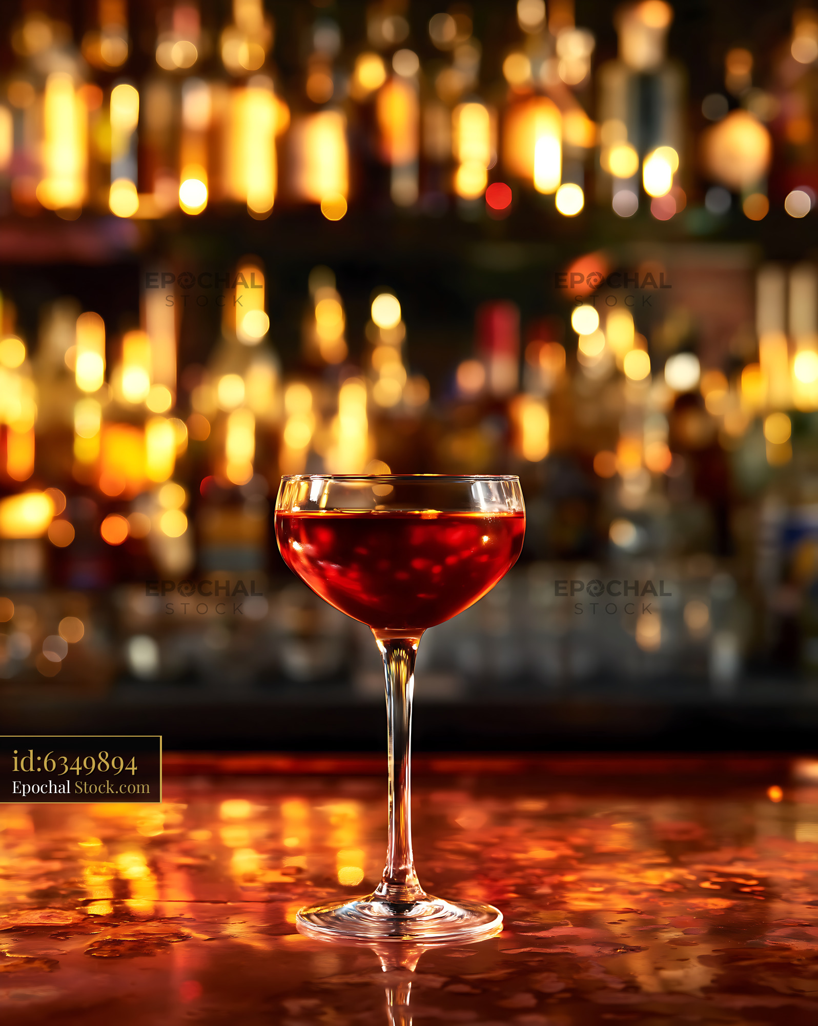 Bushwick Cocktail in Coupe Glass at Upscale Bar - stock photo