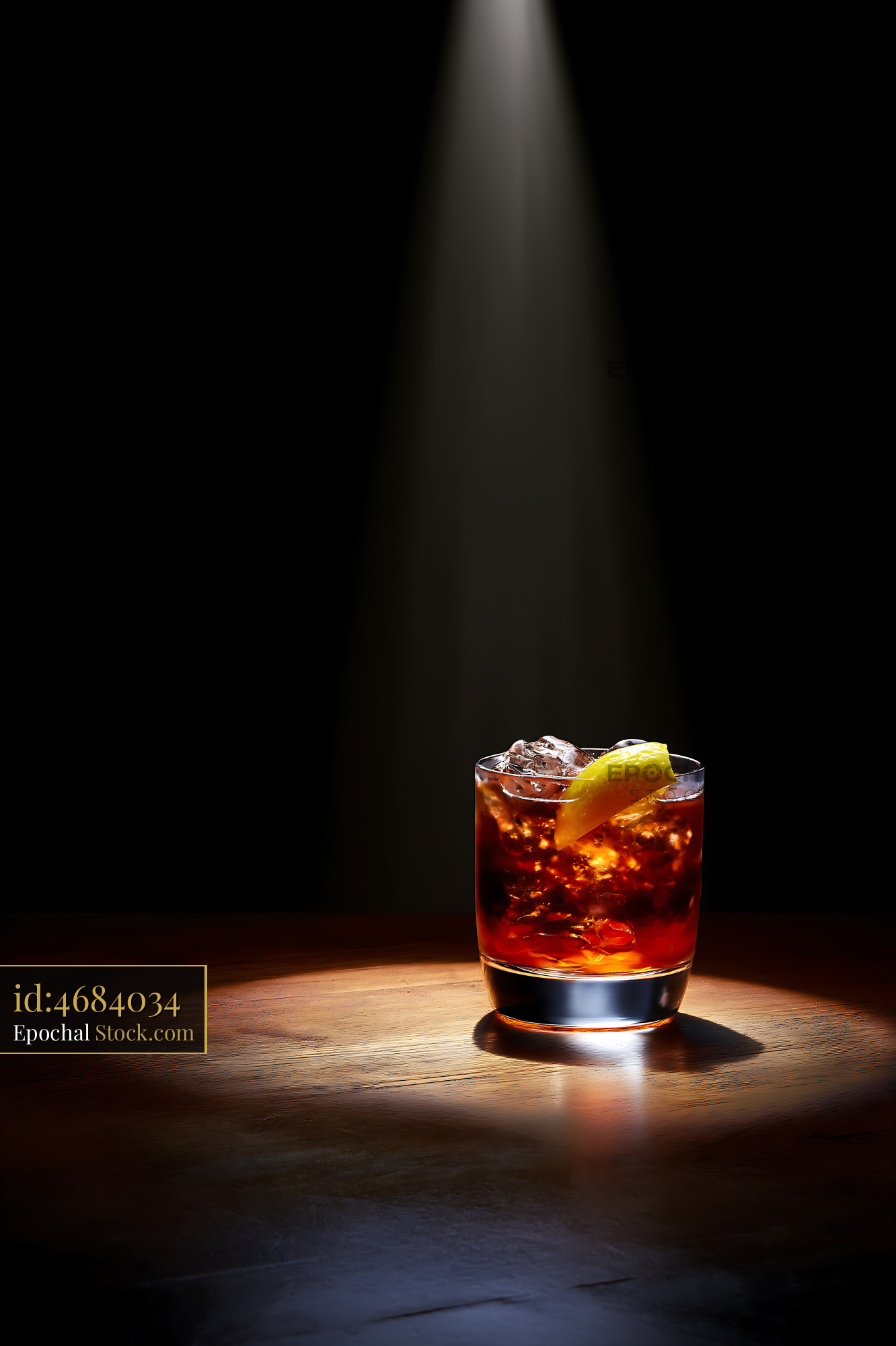 Saratoga Cocktail with Lemon Twist and Ice - stock photo