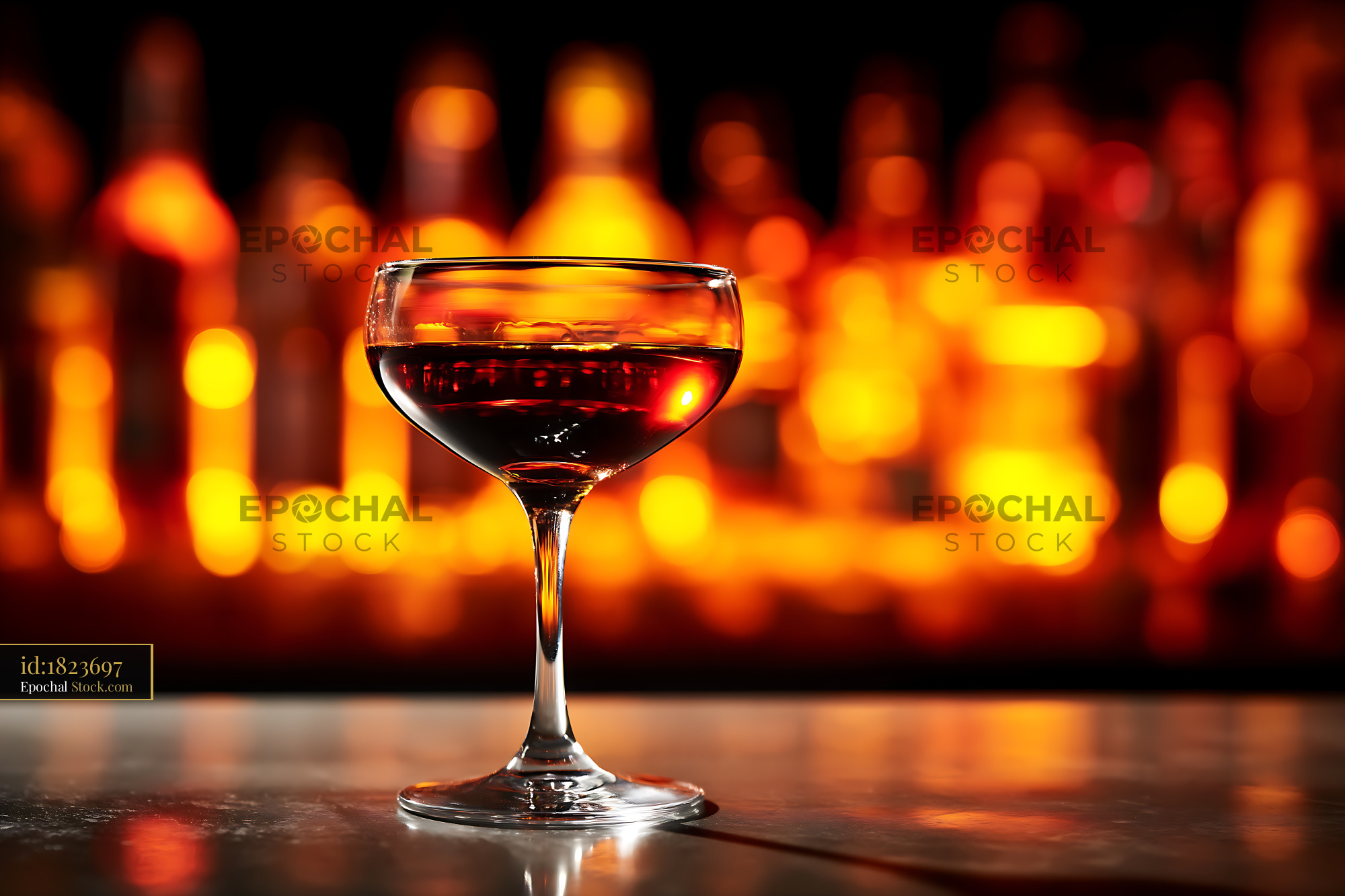 Elegant Cocktail Against Warm Bokeh Lighting - stock photo