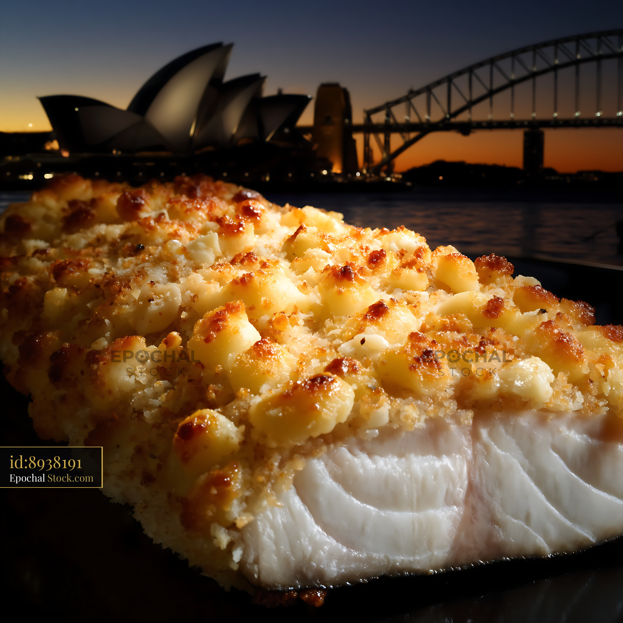 Macadamia Crusted Fish Sydney Opera House - stock photo