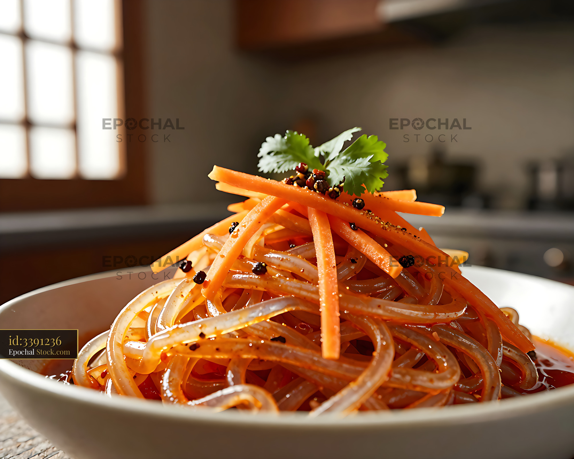 Sichuan Glass Noodle Salad with Carrots - stock photo