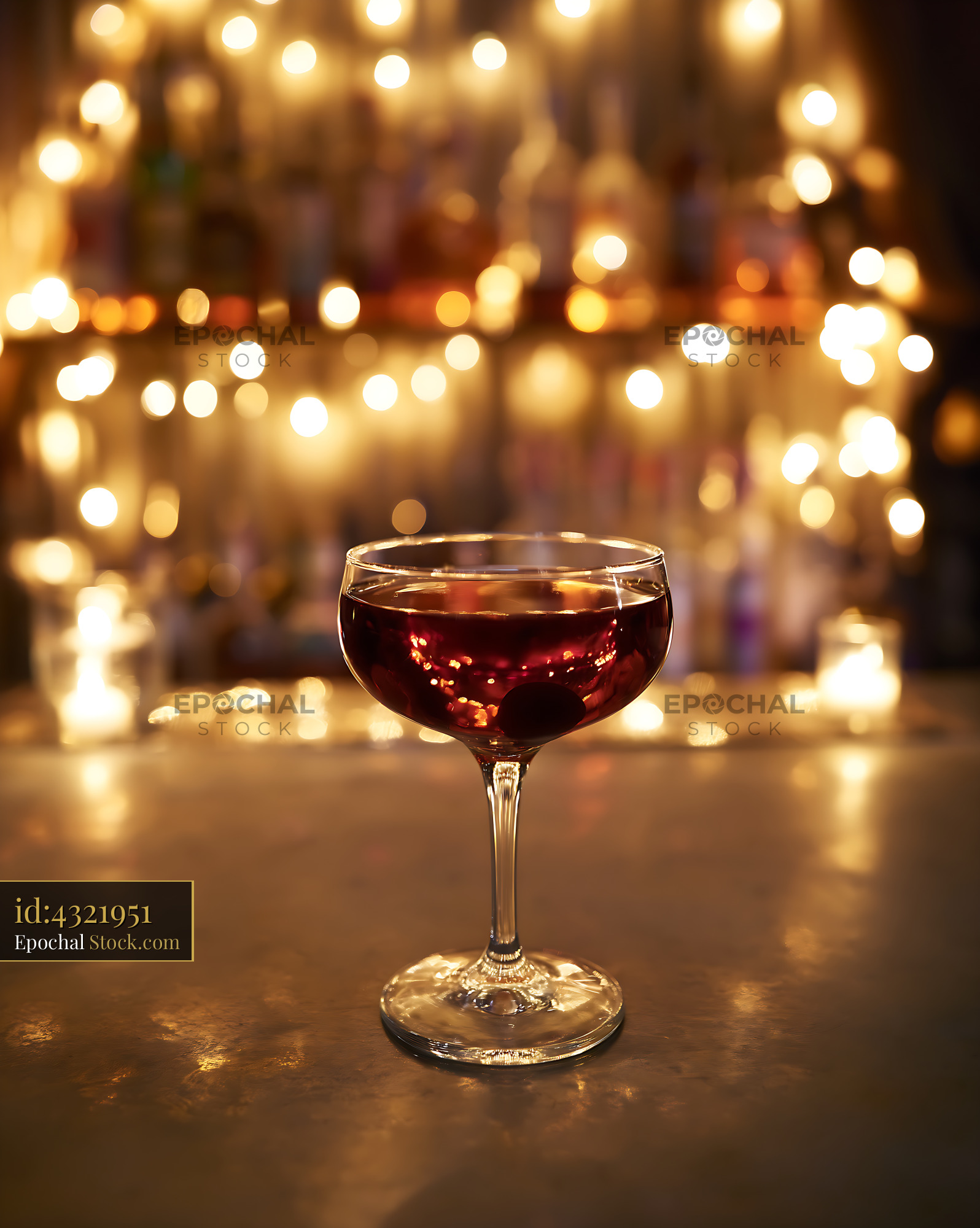 Bushwick Cocktail With Golden Bokeh Lights - stock photo