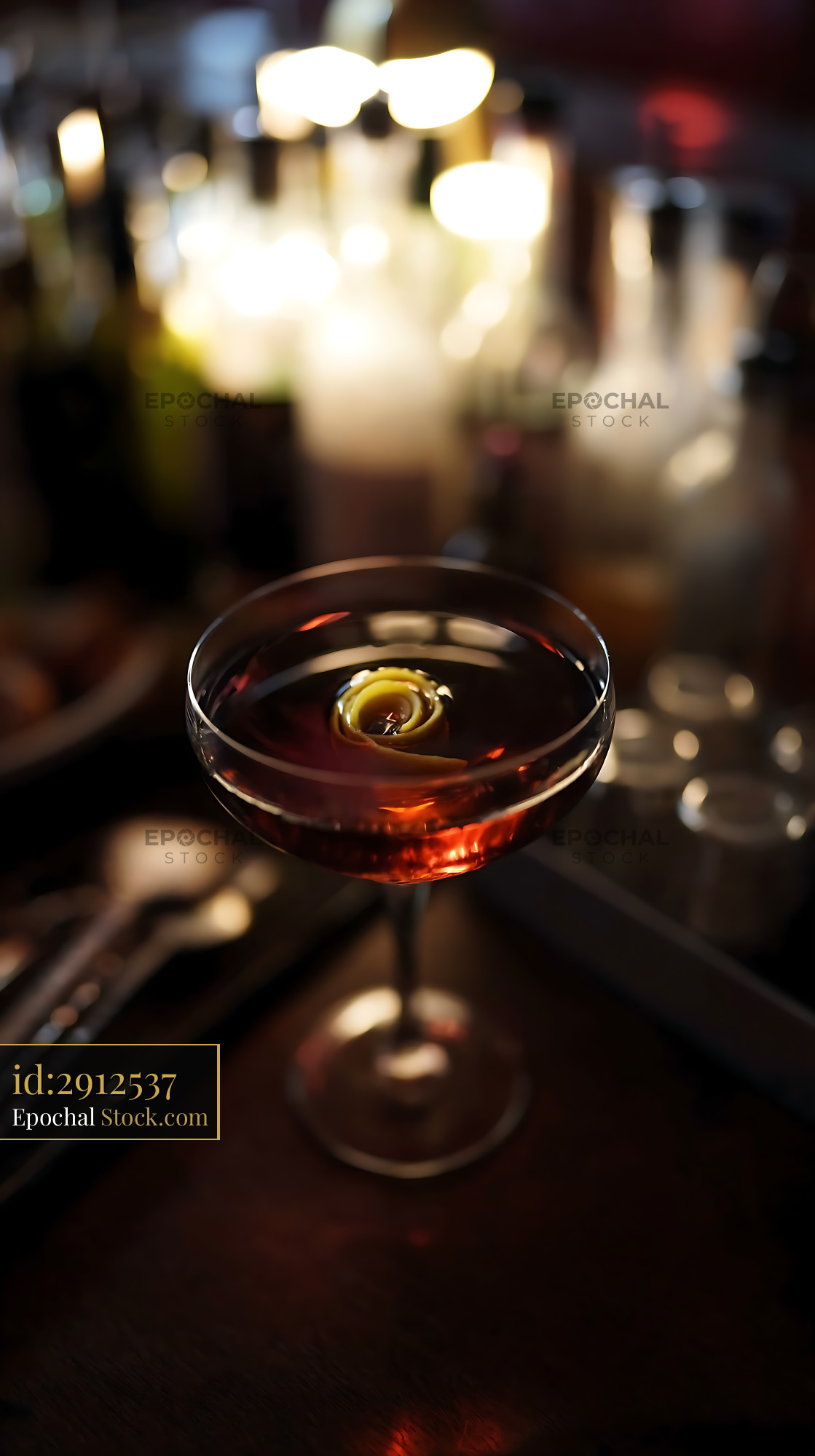 Bushwick Cocktail with Olive Twist - stock photo