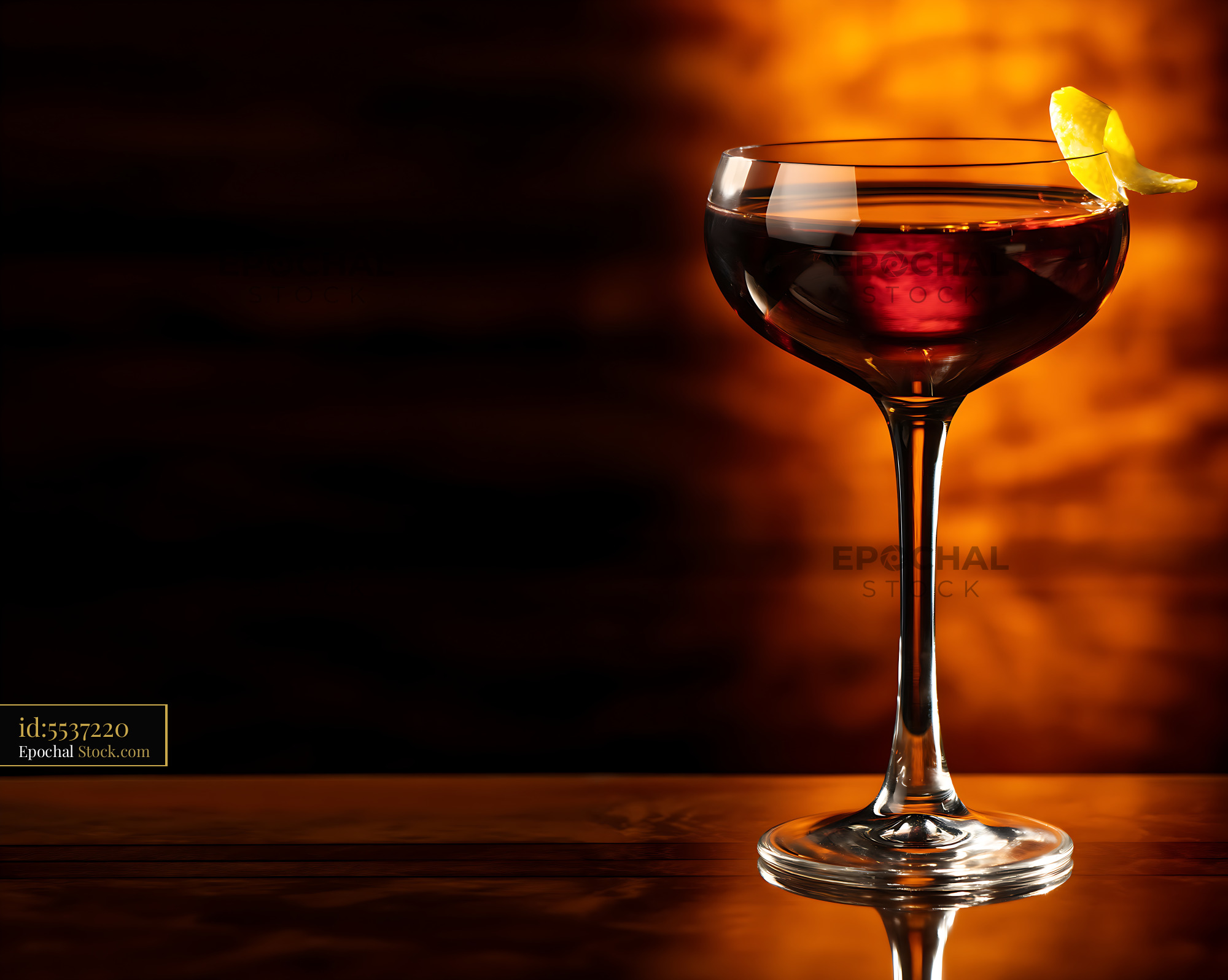 Saratoga Cocktail with Lemon Twist - stock photo