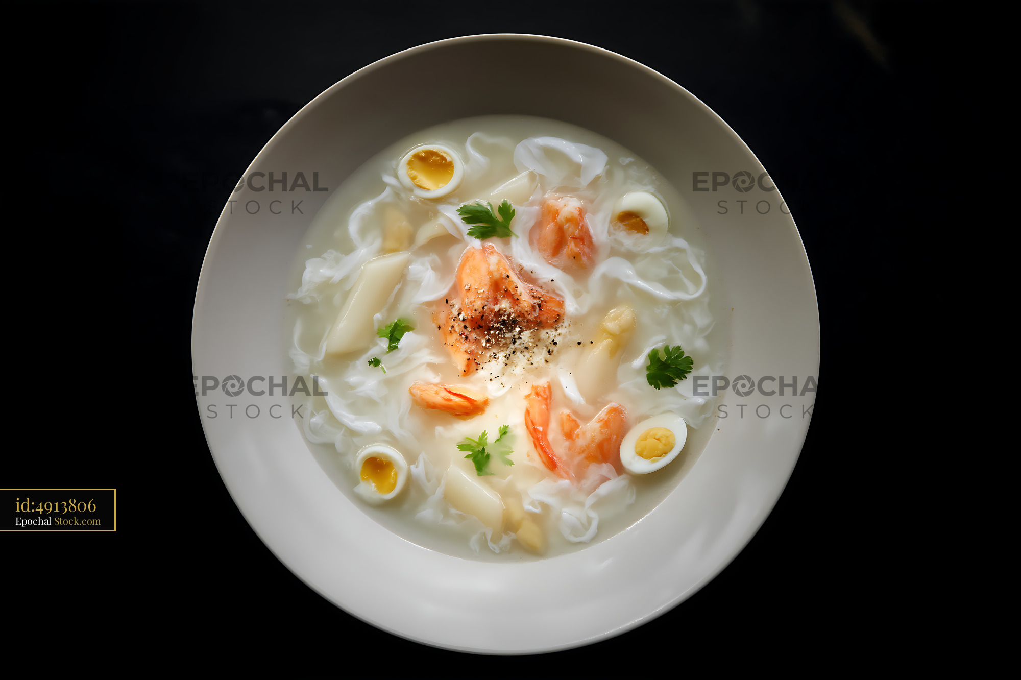 Elegant Sup Mang Cua Soup with Shrimp and Asparagus - stock photo